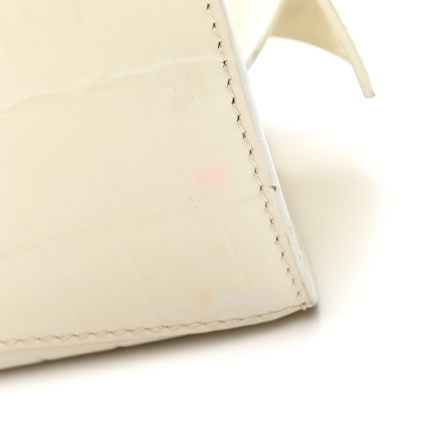 Semi Shiny Calfskin Crocodile Embossed Neo Classic Silver Hardware Mini City White