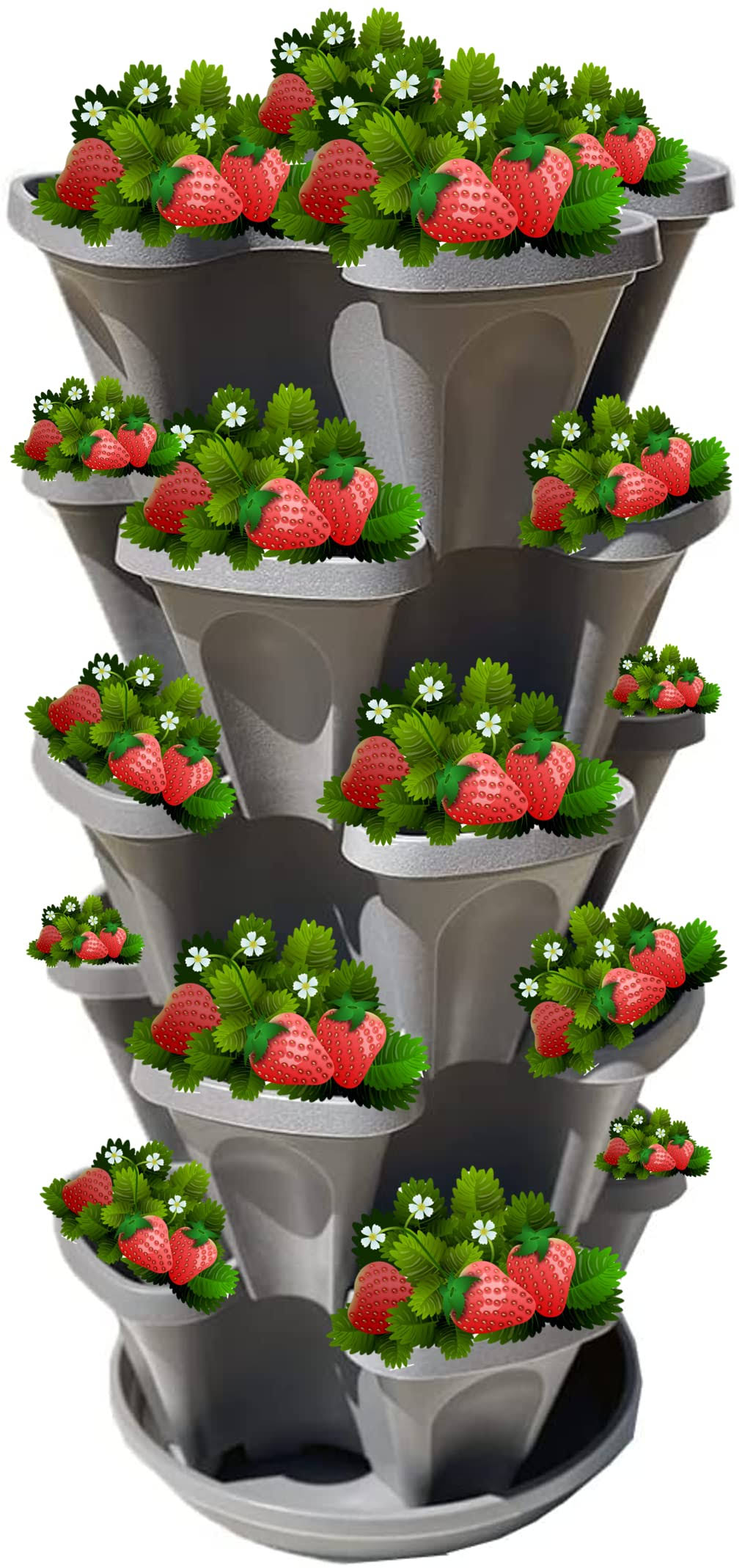 5-Tier Stackable Strawberry Garden ÿ 24 Quart Indoor/Outdoor Stacking Planter with Drip Saucer ÿ Grow Herbs, Strawberries, and Flowers from The