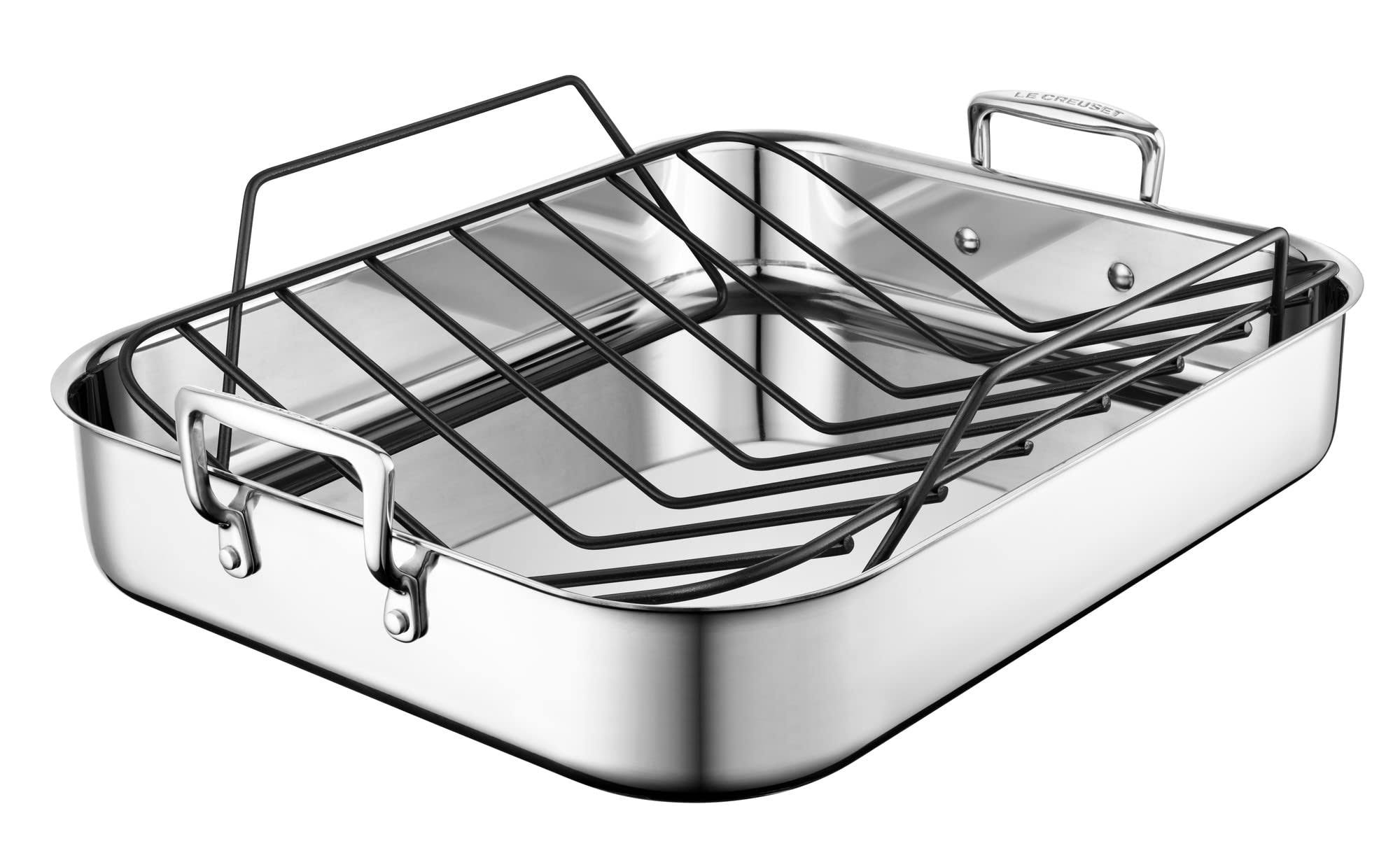 Le Creuset Large Stainless Steel Roasting Pan with Nonstick Rack