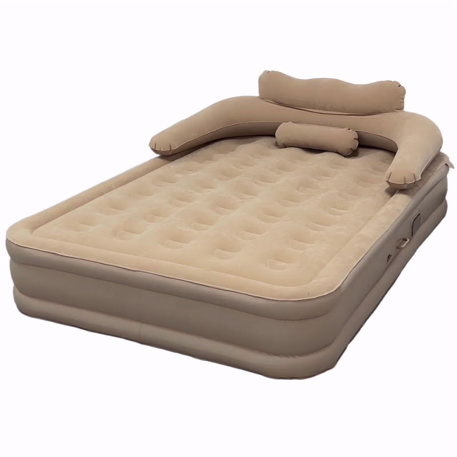 double bed Large Size Air Mattress with Headboard | Dual Pump, Inflatable Camping Airbed Electric(Brown��75.5" x 59.8" x 15.7")