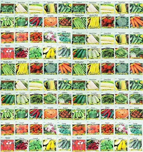 Valley Greene 100 Assorted Heirloom Vegetable Seeds 100% Non-GMO (100 Deluxe Assorted Vegetable Seeds)