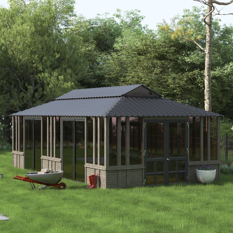 Gazebo de patio en bois massif de 28 pi de largeur x 15,5 pi de profondeur