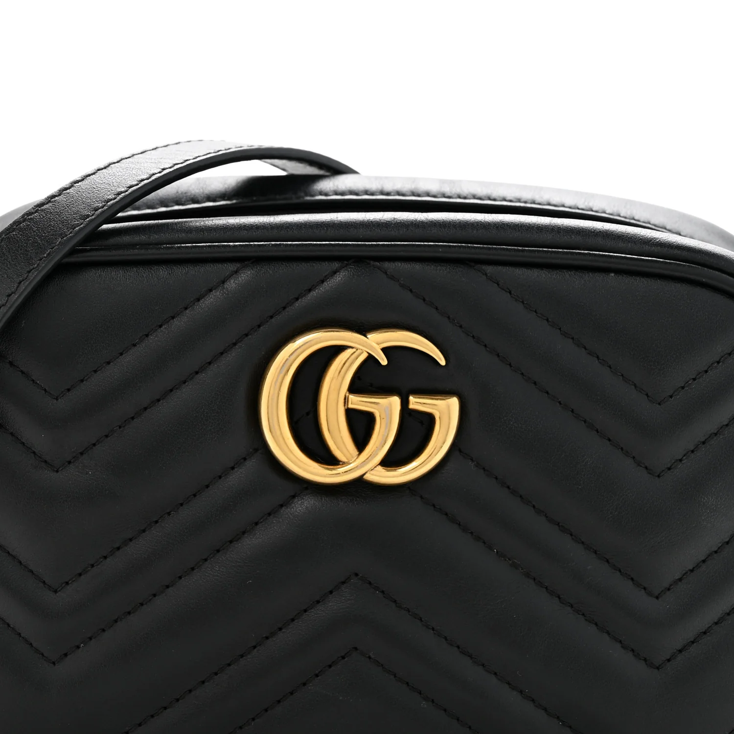Calfskin Matelasse Mini GG Marmont Chain Shoulder Bag Black