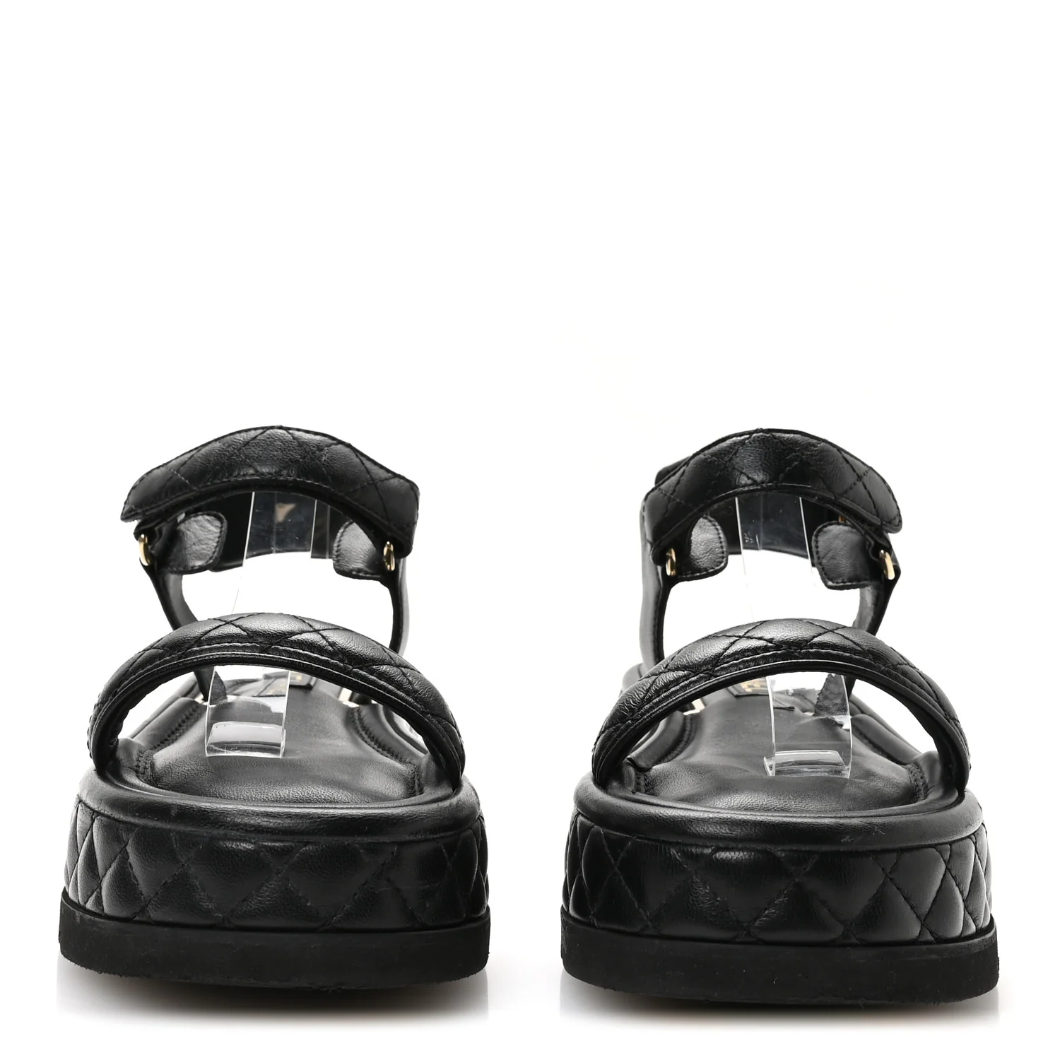 Lambskin Quilted Platform Sandals 38 Black