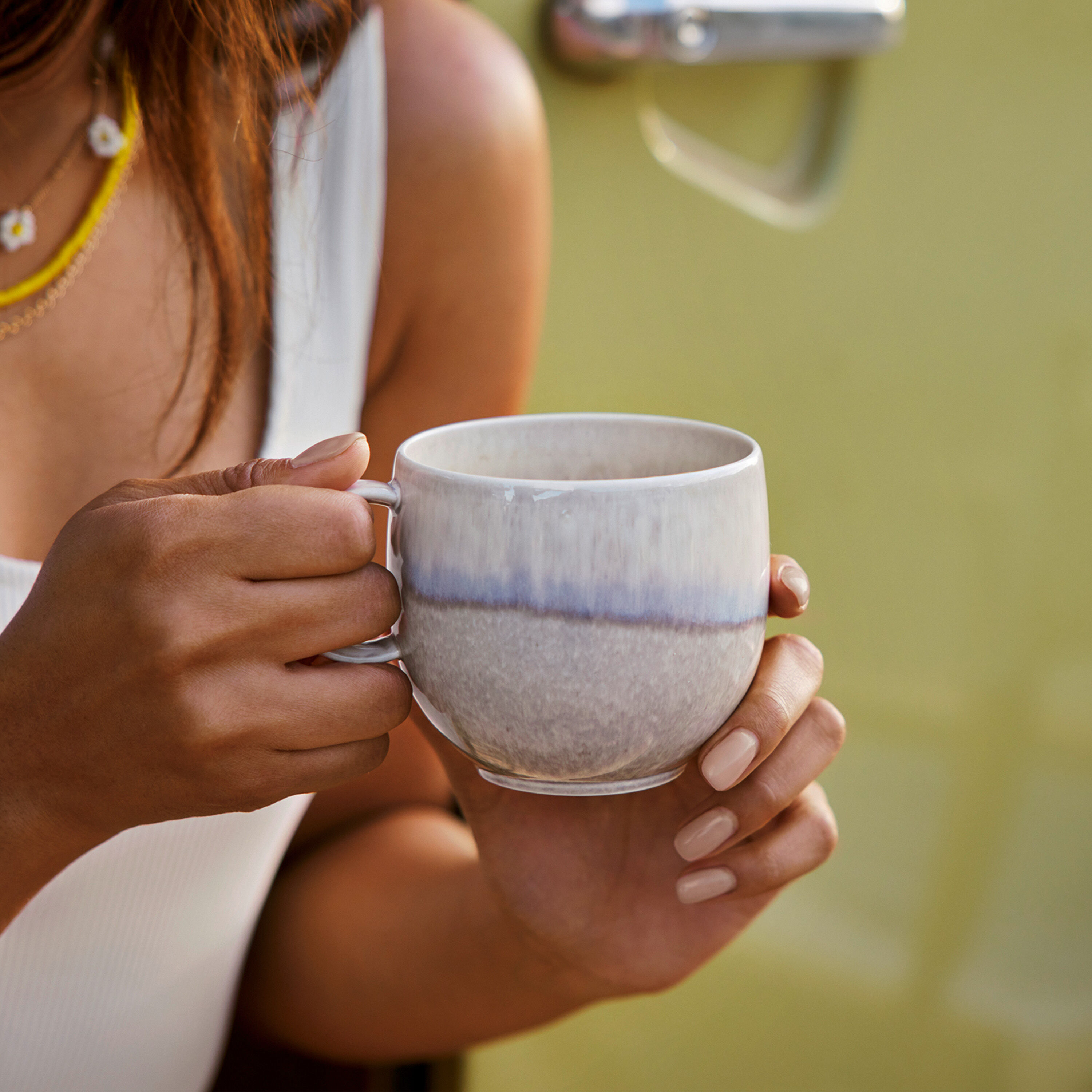 Perlemor Coffee cup - Beige, 6.5 oz, Premium Porcelain