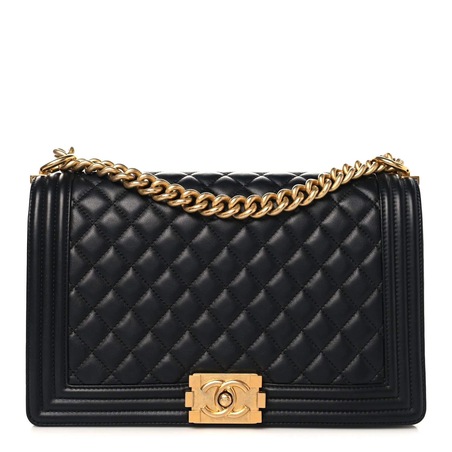 Lambskin Quilted New Medium Boy Flap Black
