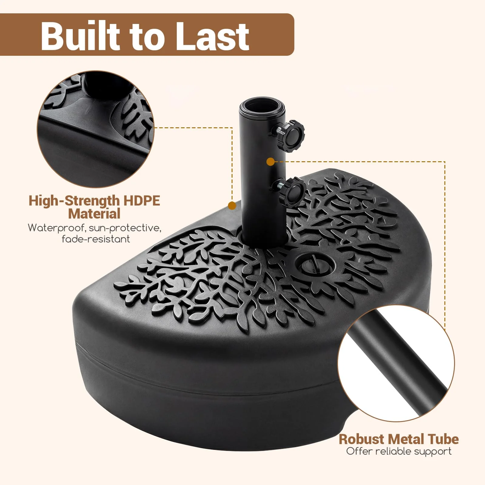 Tangkuls 55 LBS Half Round Umbrella Base