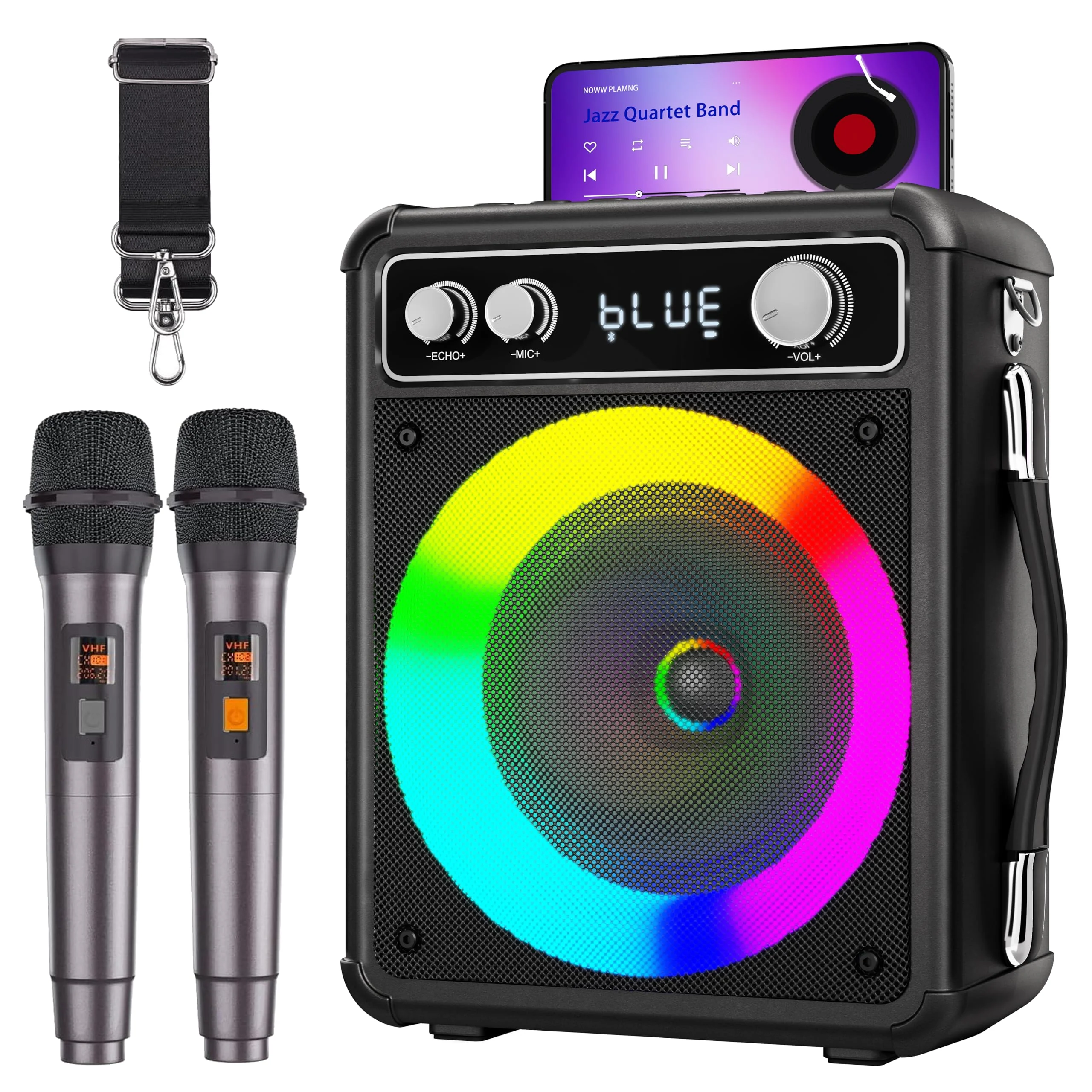 BONAOK Karaoke Machine. Portable Bluetooth Speaker