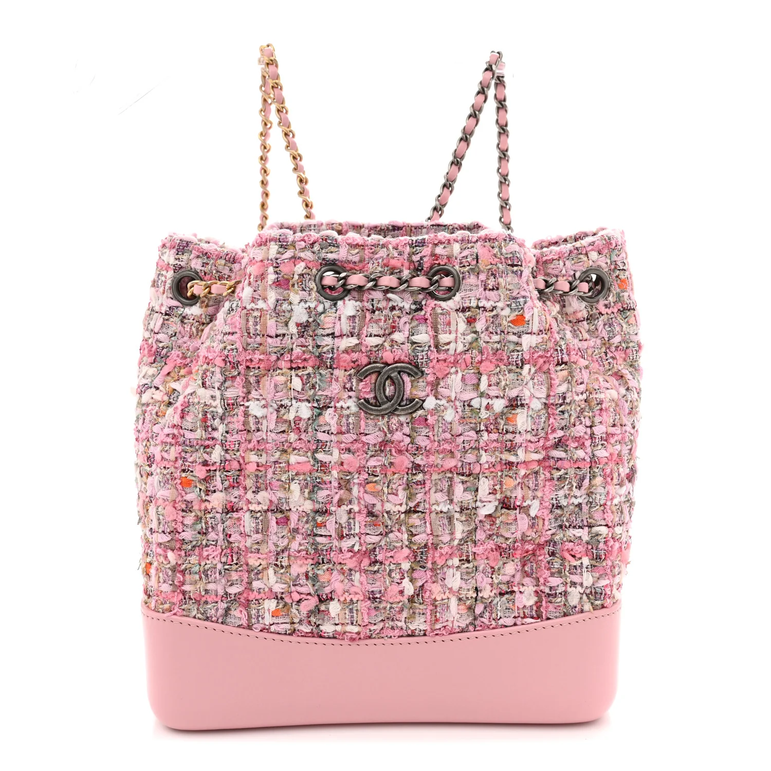 Tweed Calfskin Quilted Gabrielle Backpack Pink