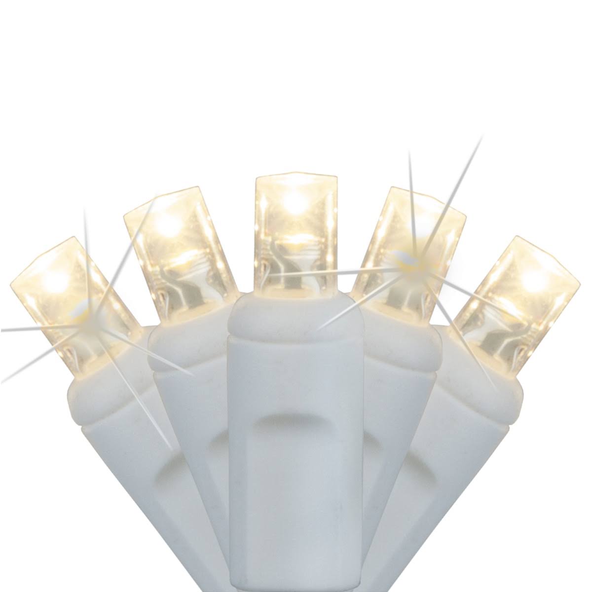 50 5mm Warm White SoftTwinkle TM LED Christmas Lights, White Wire, 4