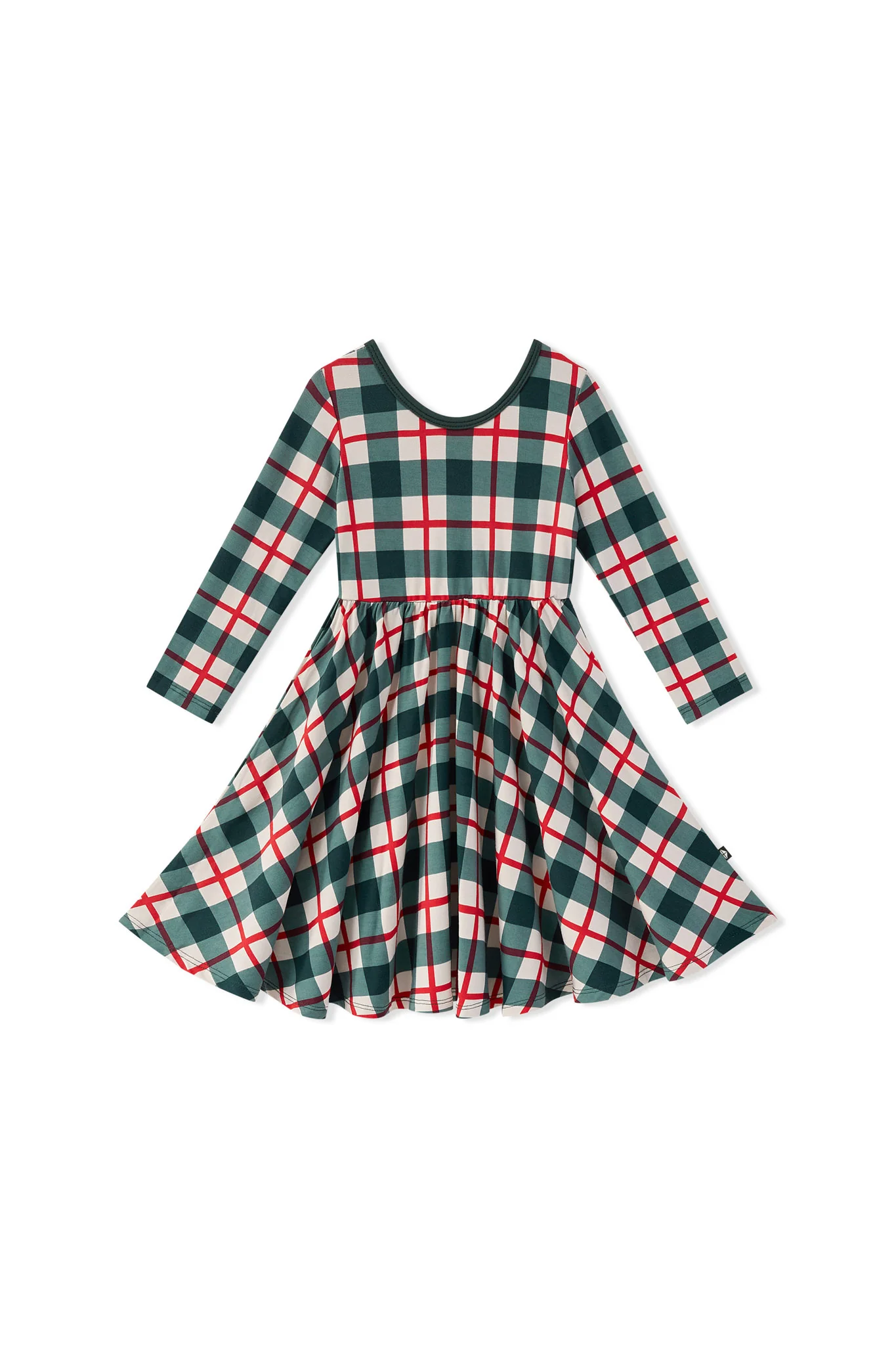 Long Sleeve Twirl Dress in Holiday Plaid