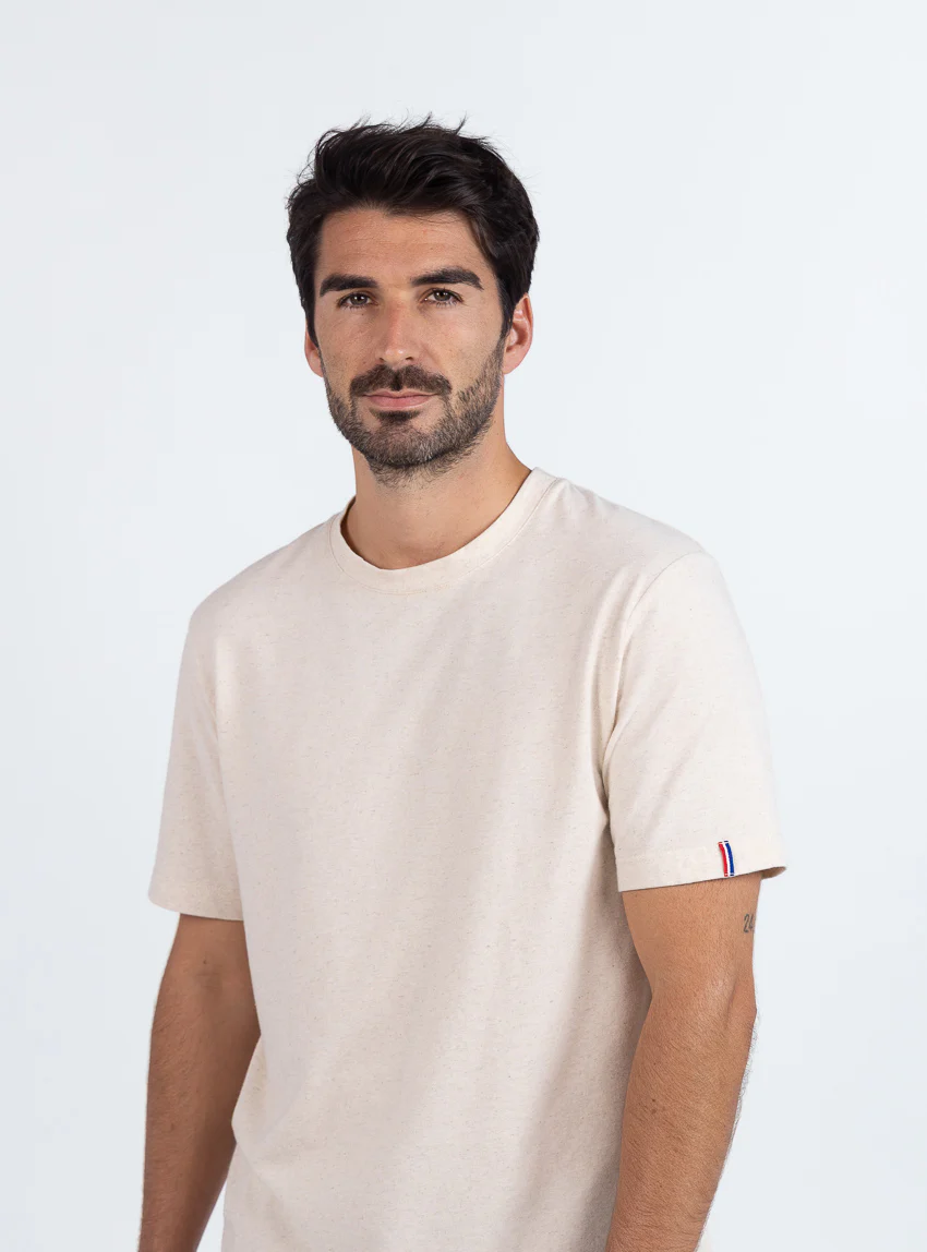 Tee-shirt homme en coton beige lin