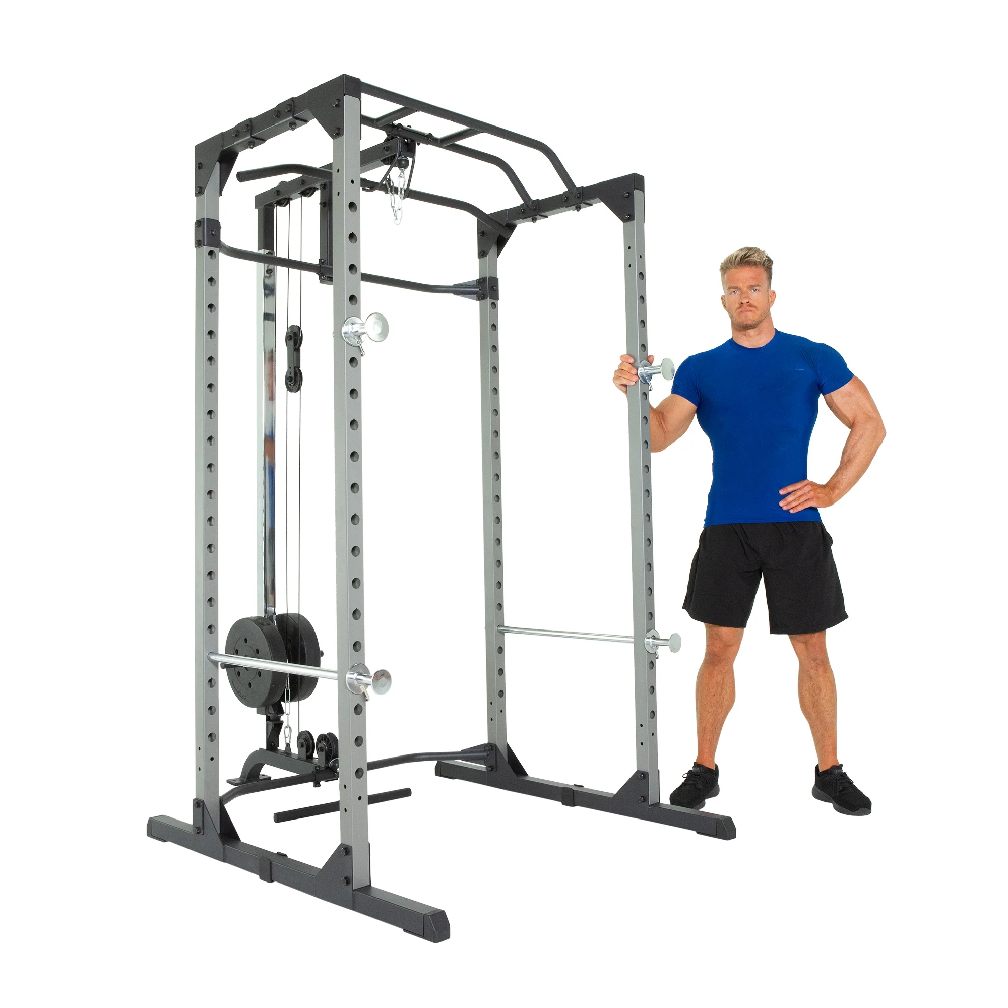 310 Olympic Lat Pull Down and Low Row Cable Attachment for 1600 Ultra Strength 800lb Weight Capacity Squat Stand Power Rack Cage with Lock-in J-Hooks(Nylon) - Image 6