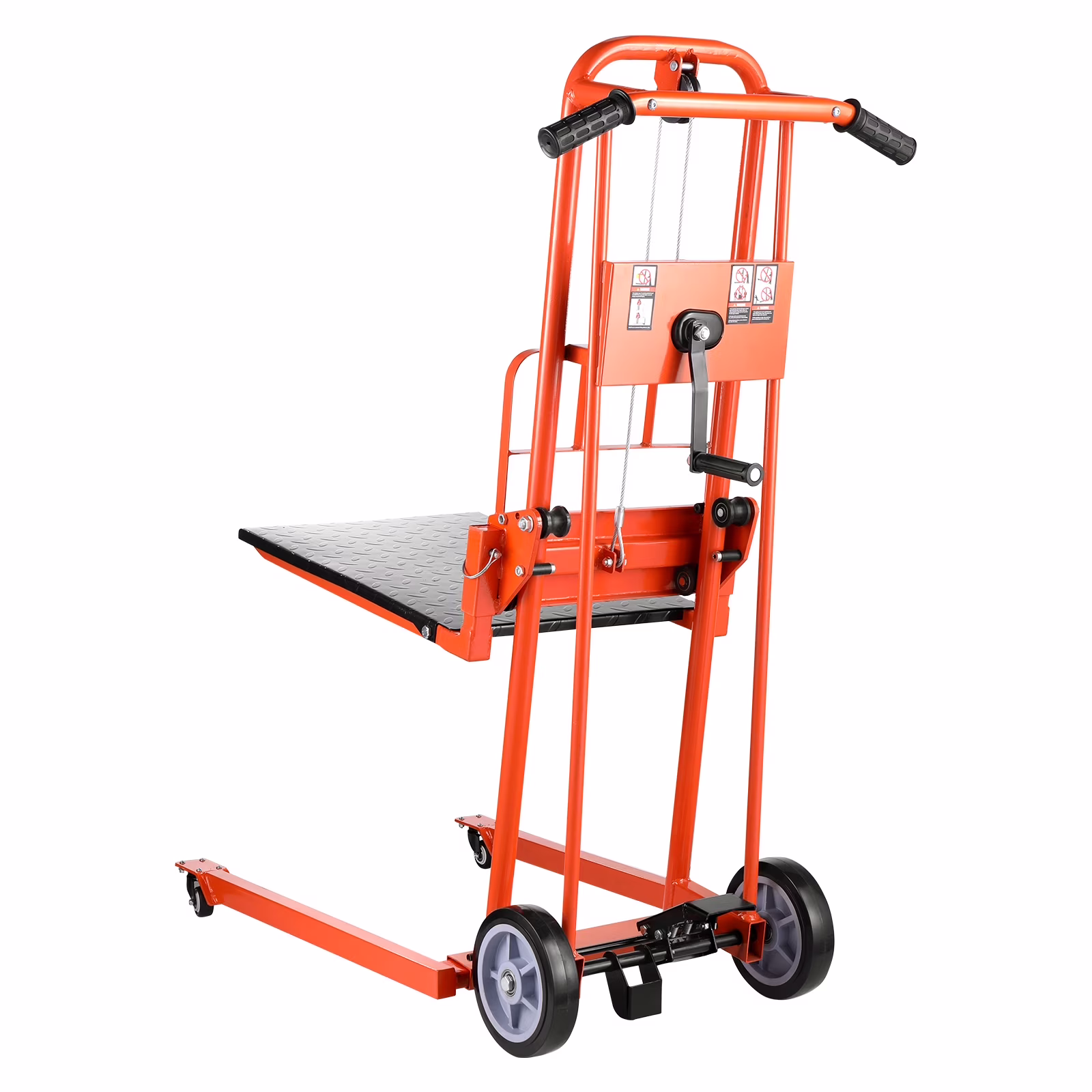 KFFKFF Manual Lift Stacker, Pallet Dolly with 330 lb Load Limit, Maximum Elevation of 42.9in, Winch Stacker, Versatile Pallet Truck Stacker Equipped with Rotating Wheels and Lifting Plate