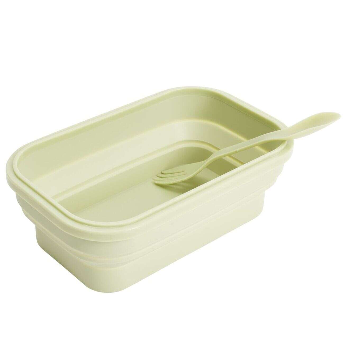 Lunch box rétractable 1L avec 2 couverts plastique et silicone vert