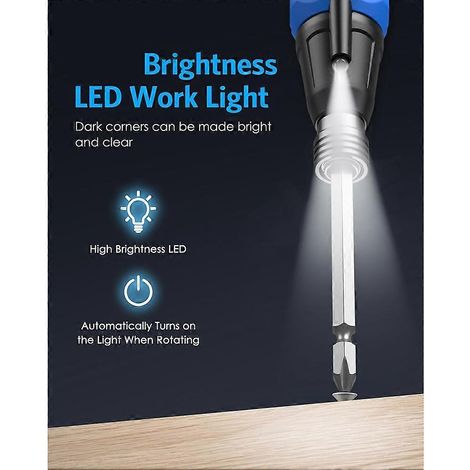 Tournevis électrique sans fil rechargeable, kits de tournevis électrique, tournevis motorisé avec lumières LED et câble USB — vue 5