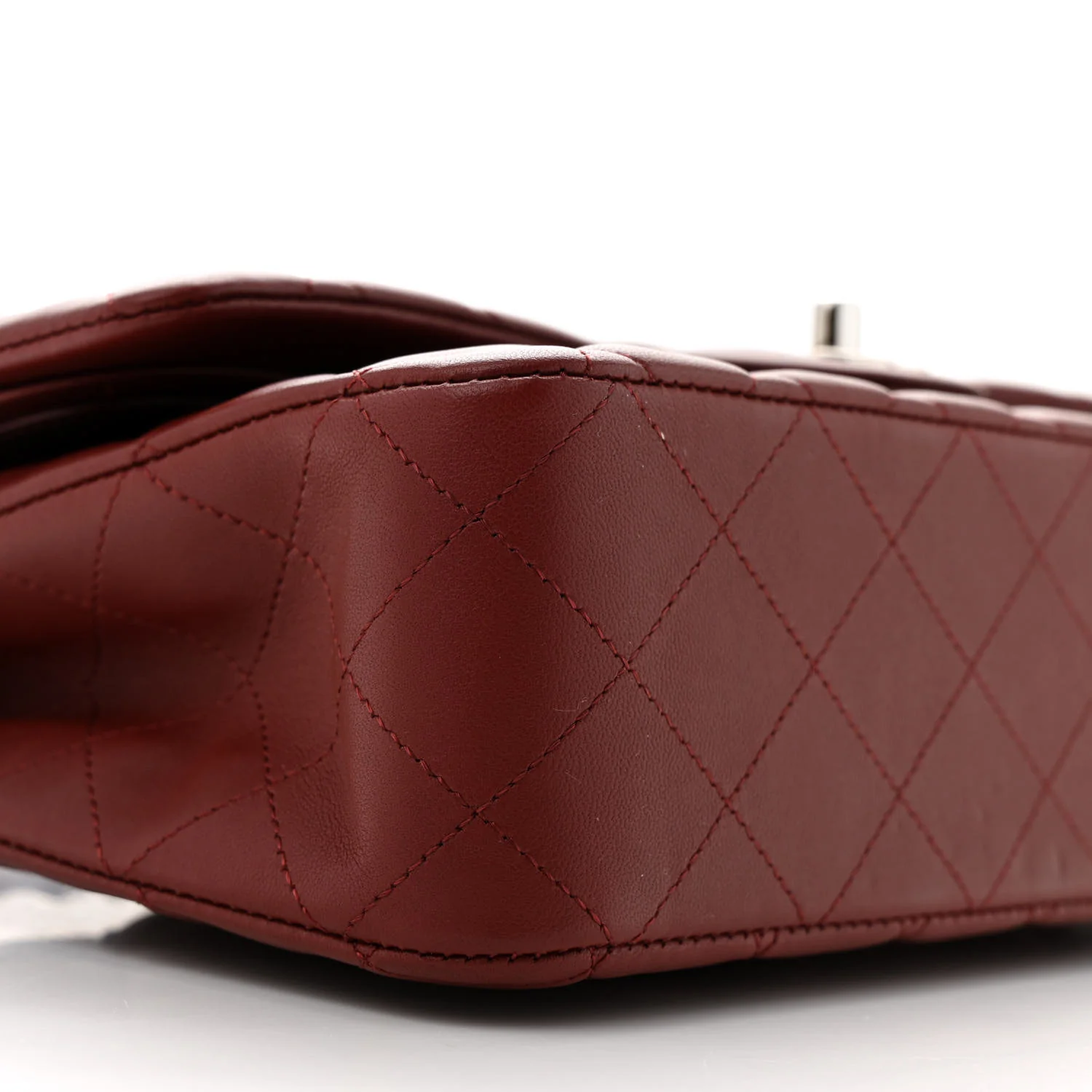 Lambskin Quilted Medium Double Flap Burgundy