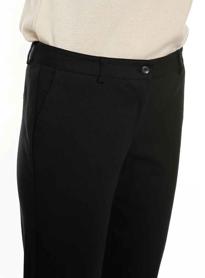 Pantalon chino femme en coton noir