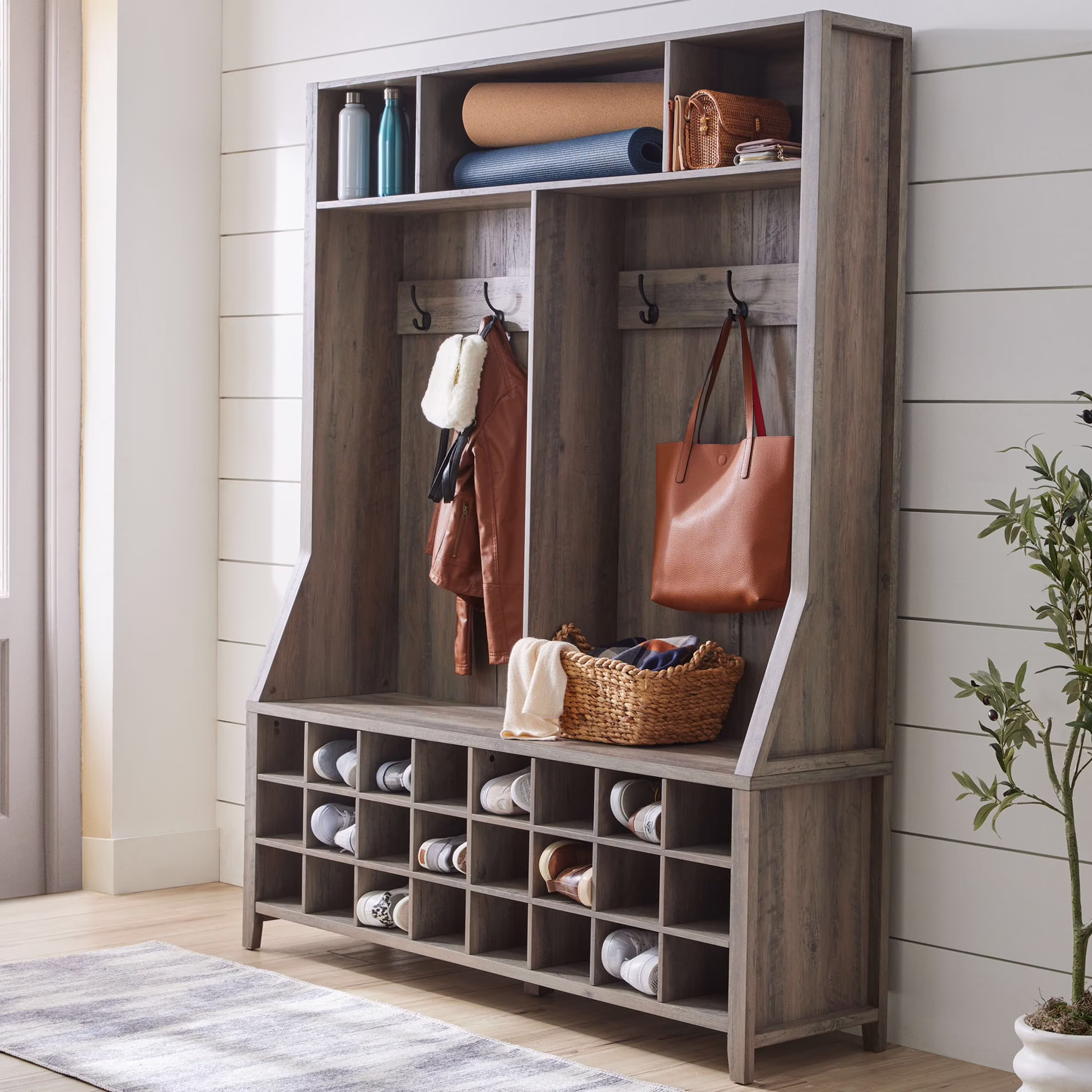 Better Homes & Gardens Refined Farmhouse Entryway Tree, Rustic Gray