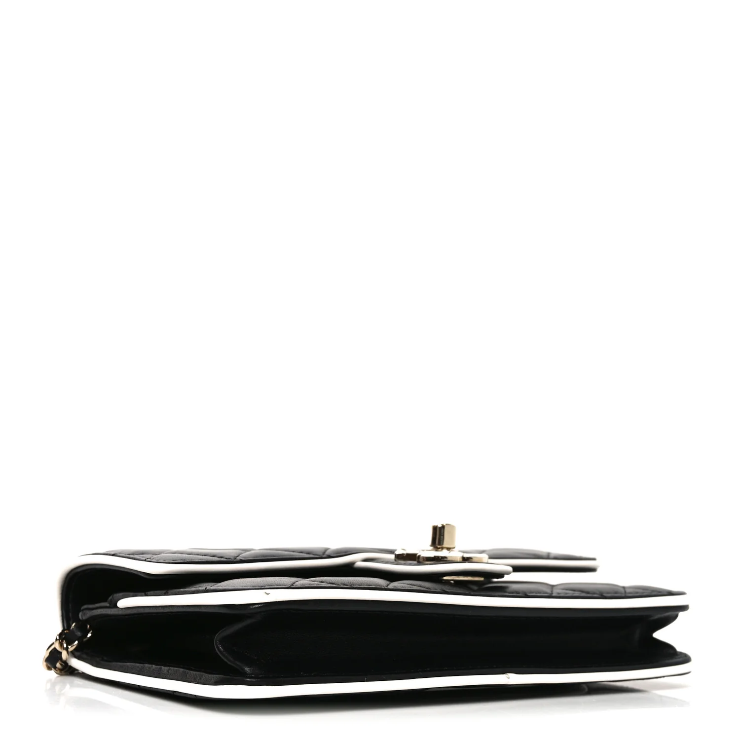 Lambskin Quilted Resin CC Mini Flap Bag Black White