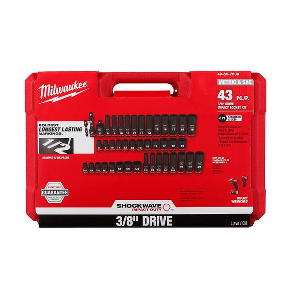 M12 FUEL 12V Brushless Cordless Stubby 3/8 in Impact Wrench Kit with 3/8 in Drive SAE/Metric Socket Set (43 Piece) Image 8