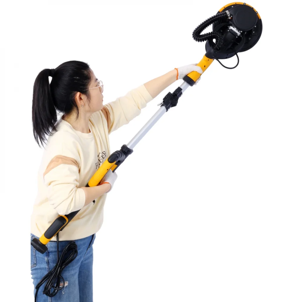 Drywall Sander, 780W Electric Drywall Sander with Vacuum Dust Collection 6.5A Motor Dustless Floor Sander with Variable Speed 900-1800RPM, LED Light, Extendable Foldable Handle,(Yellow+Black + ABS) - Image 6