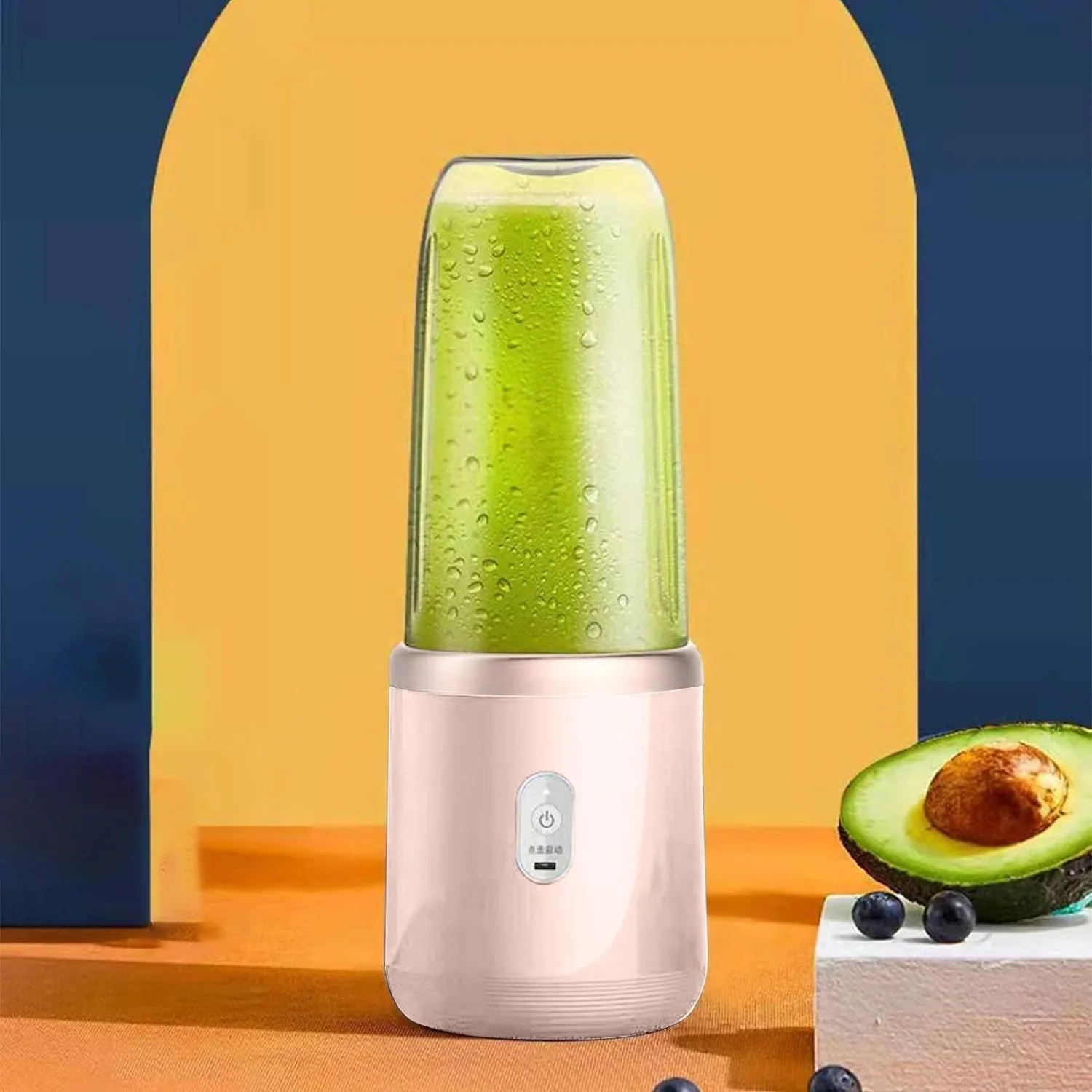Portable 𝐵𝑙𝑒𝑛𝑑𝑒𝑟 for Shakes and 𝑆𝑚𝑜𝑜𝑡ℎ𝑖𝑒𝑠, Fruit Juicer USB Rechargeable With 6 Blades Handheld Blenders For Sports Travel And Outdoors Sports Travel, Perfect Home Gifts (Blue)