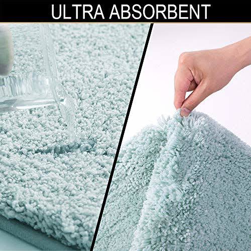 Walensee Bathroom Rug Non Slip Bath Mat for Bathroom (16 x 24 Grey) Water Absorbent Soft Microfiber Shaggy Bathroom Mat Machine Washable Bath Rug