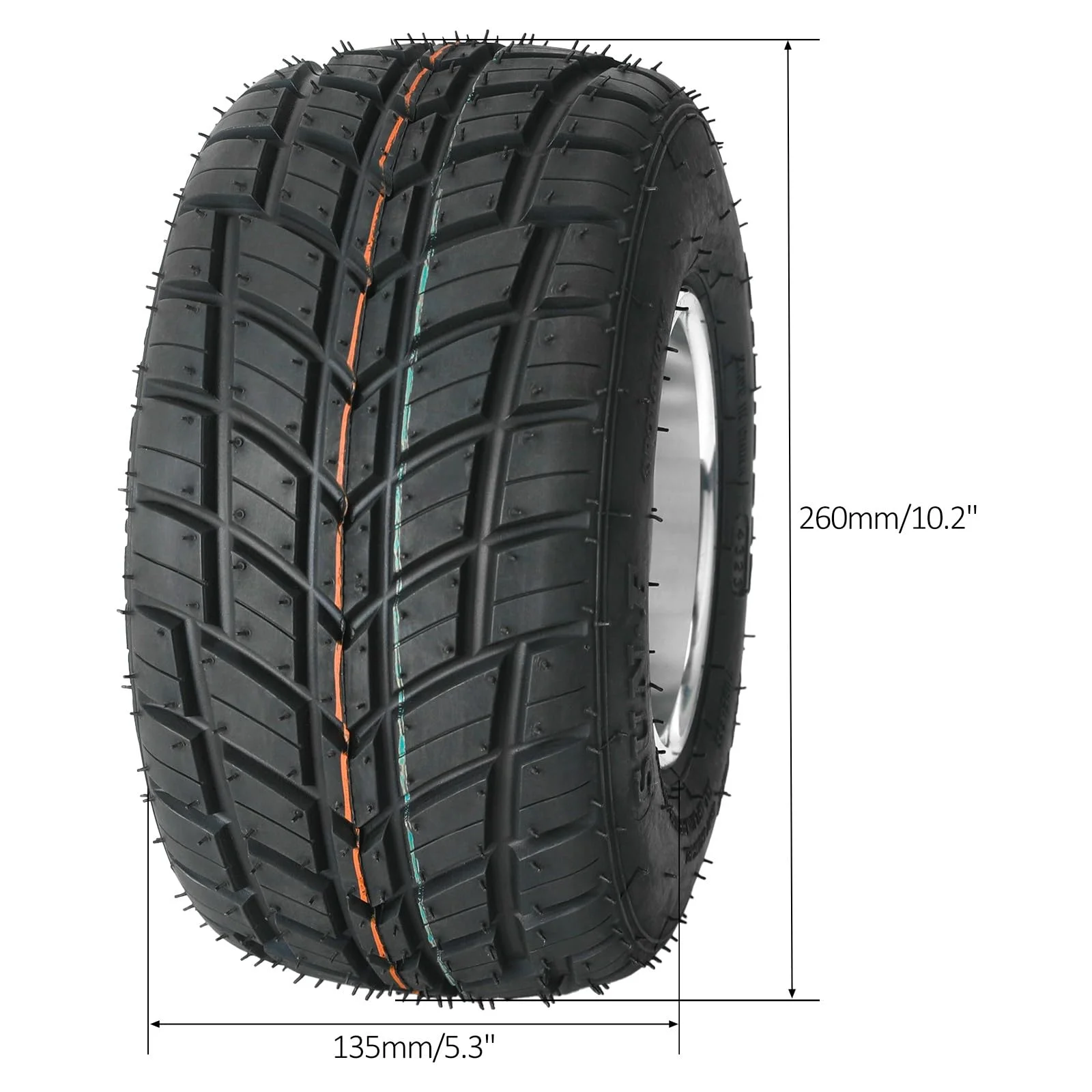 Set 4 Go Kart Tires and Rims, 10x4.50 - 5 Front Tubeless Tires Rims, 11x7.10 - 5 Rear Tires Rims, Go Cart Wheels and Tires Fit Bolt Pattern 58 Mm with 3 Holes Drift Trike, Buggy Lawn Mower