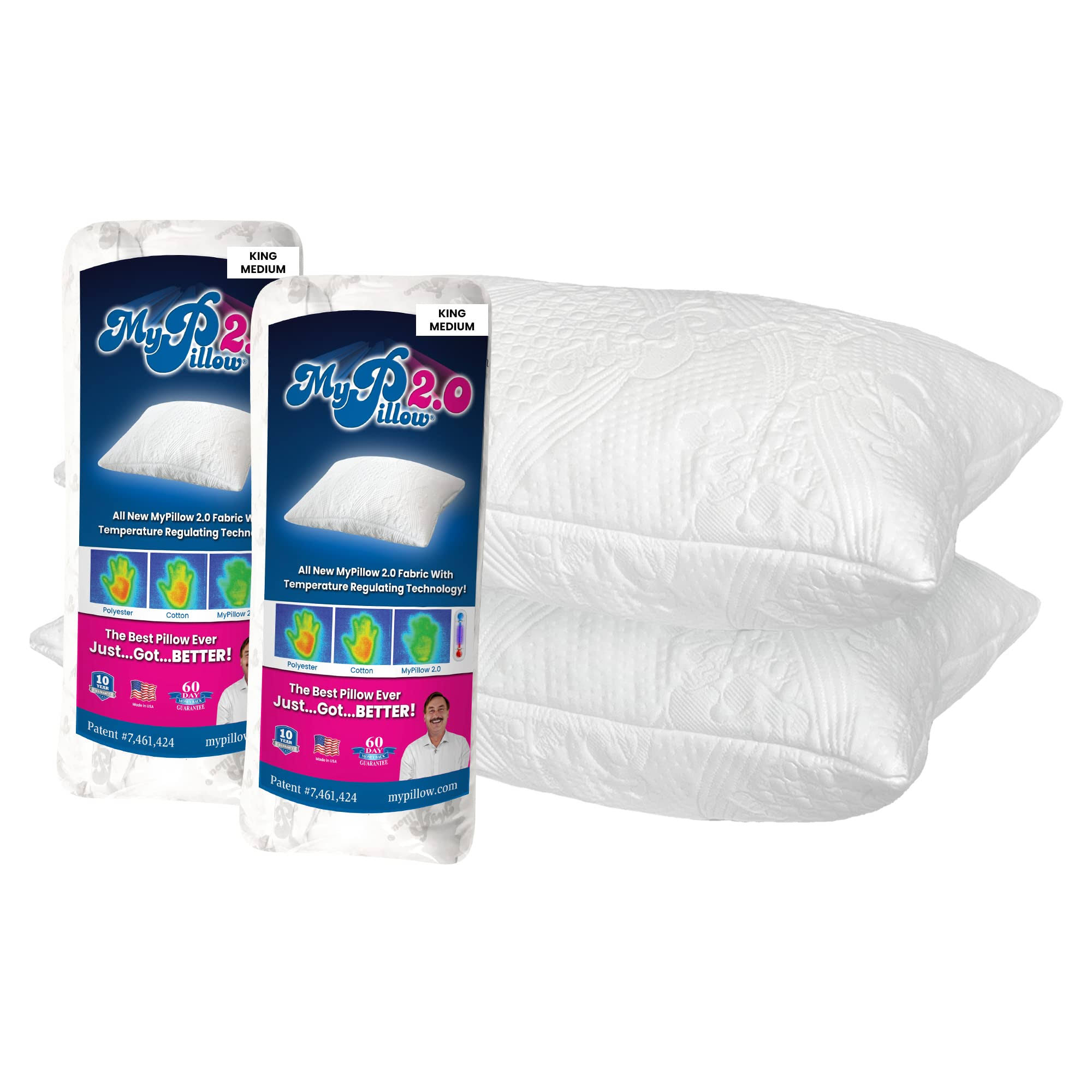 MyPillow 2.0 Cooling Bed Pillow, 2-Pack King Medium