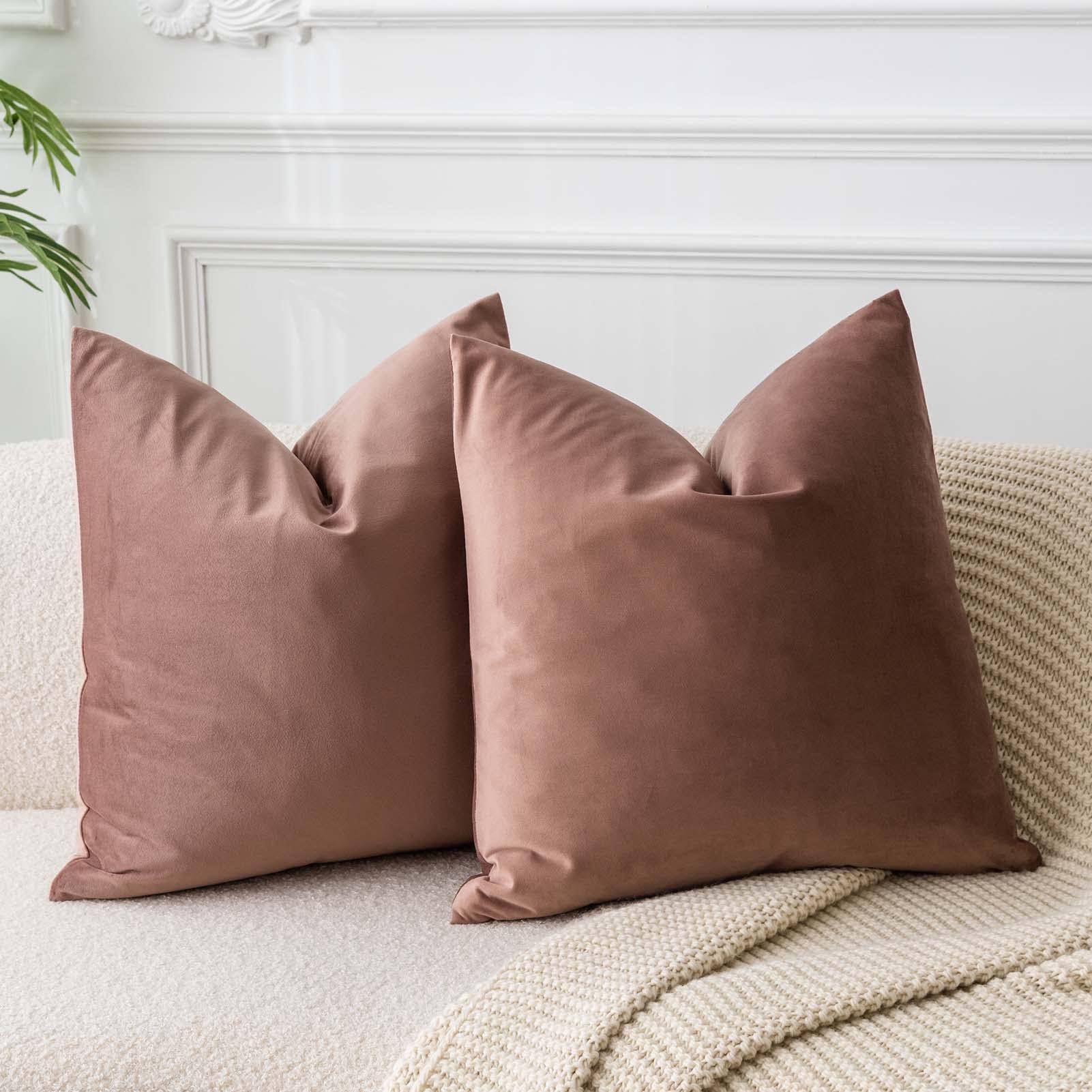 JUSPURBET Jam 20x20 Velvet Throw Pillow Covers Set of 2,Decorative Solid Soft Cushion Cases for Couch Sofa Bed