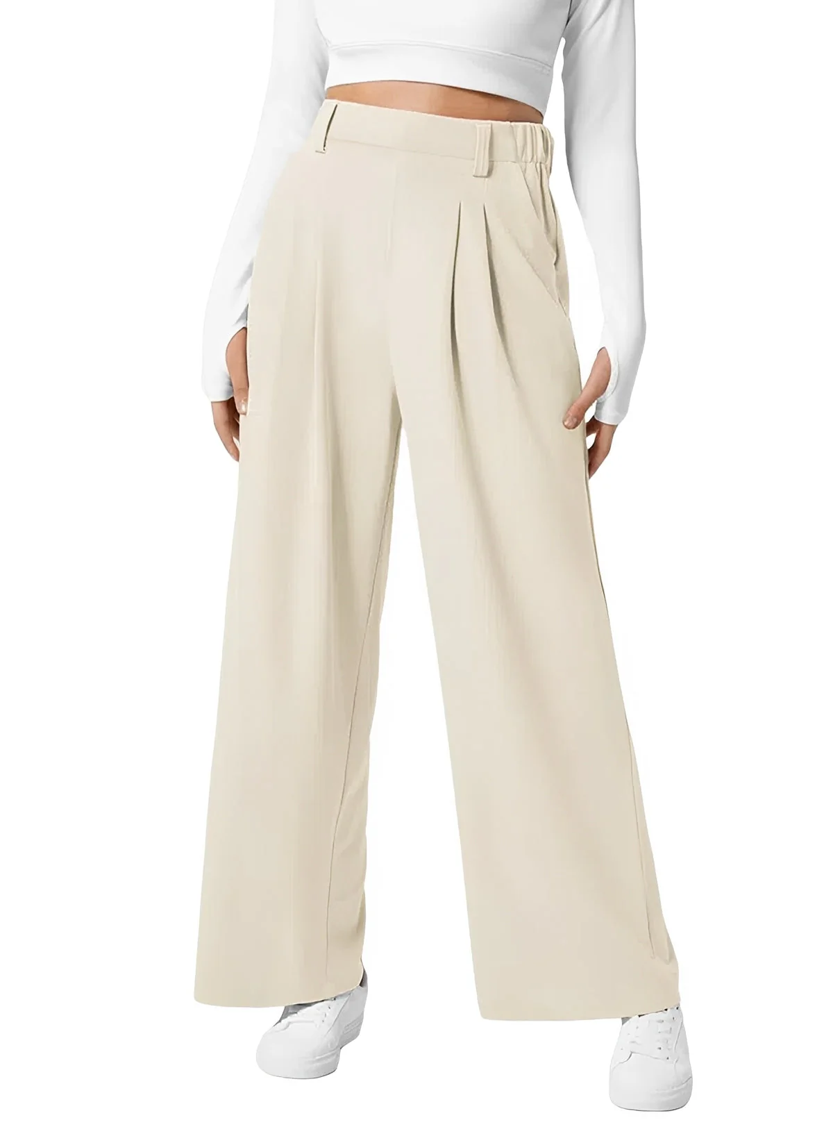 Kyla - Pantalon Large Taille Haute Élastique