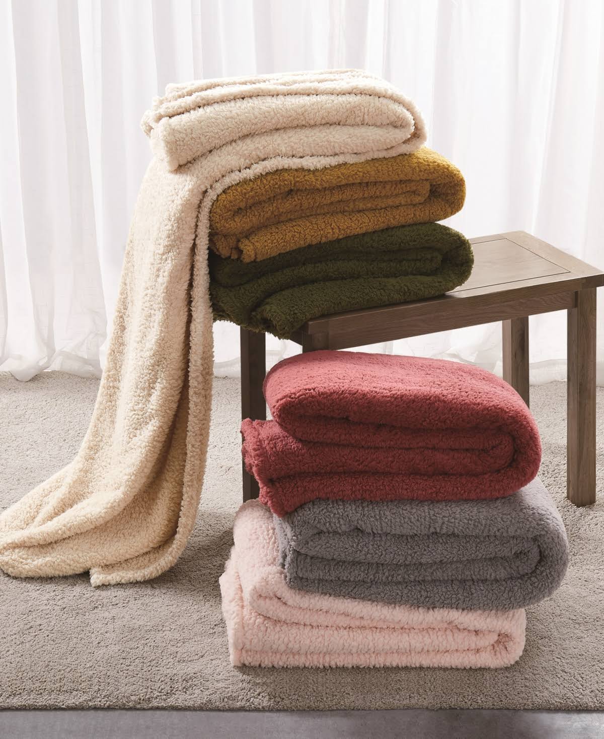Brooklyn Loom Full-Queen Marshmallow Sherpa Blanket Mustard