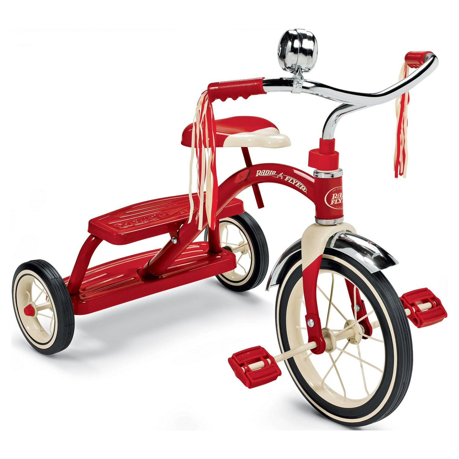   Classic Red Dual Deck Tricycle  12#8243; Front Wheel  Red