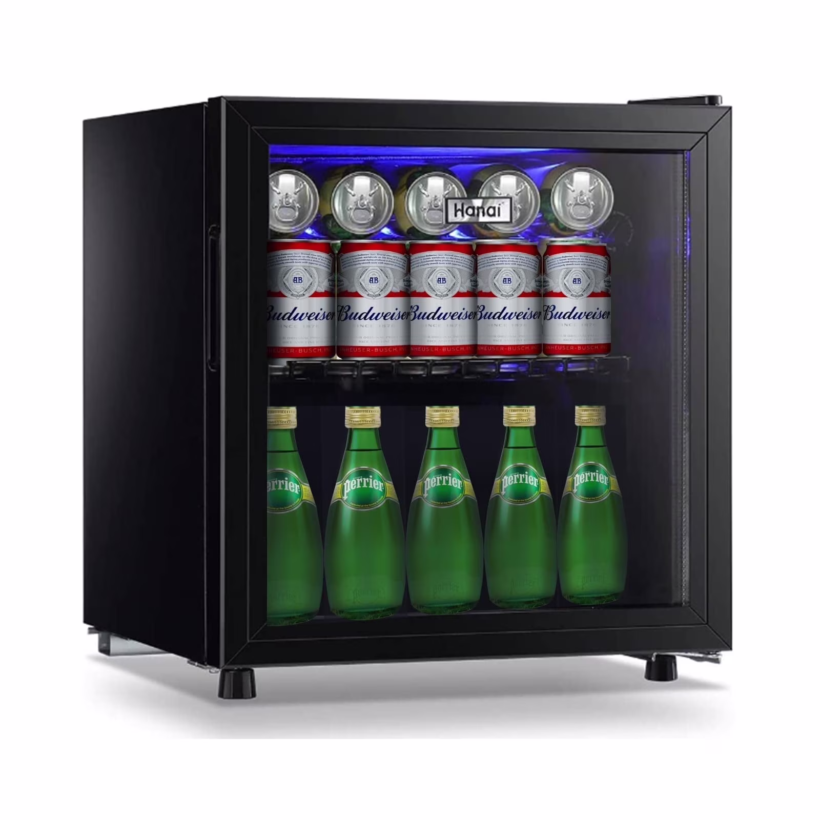 62 - Can Beverage Cooler and Refrigerator, Small Mini Fridge for Home, Office or Bar with Glass Door and Adjustable Removable Shelves，perfect for Soda Beer or Wine, Stainless Steel, 1.6 Cu.ft