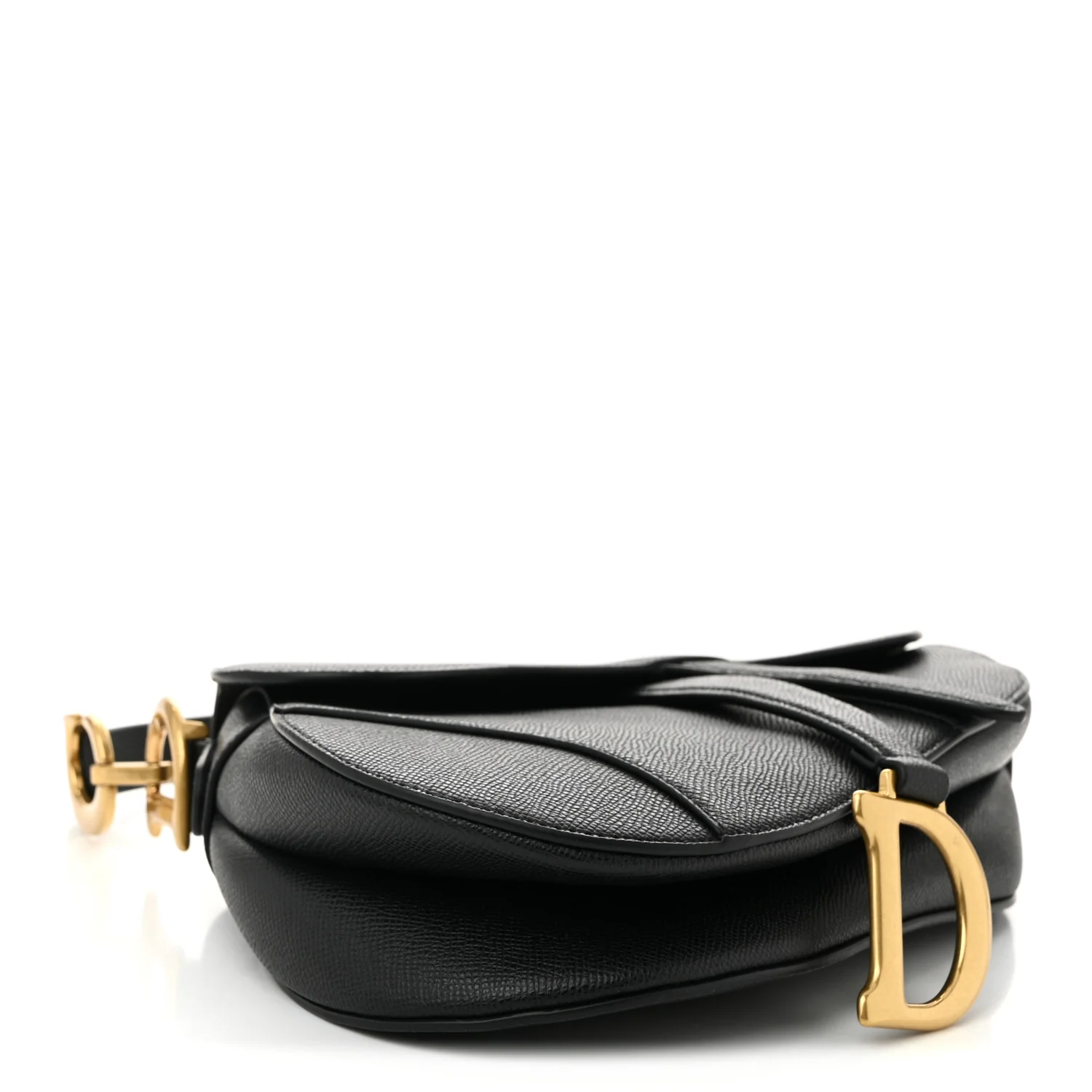 Grained Calfskin Saddle Bag Black