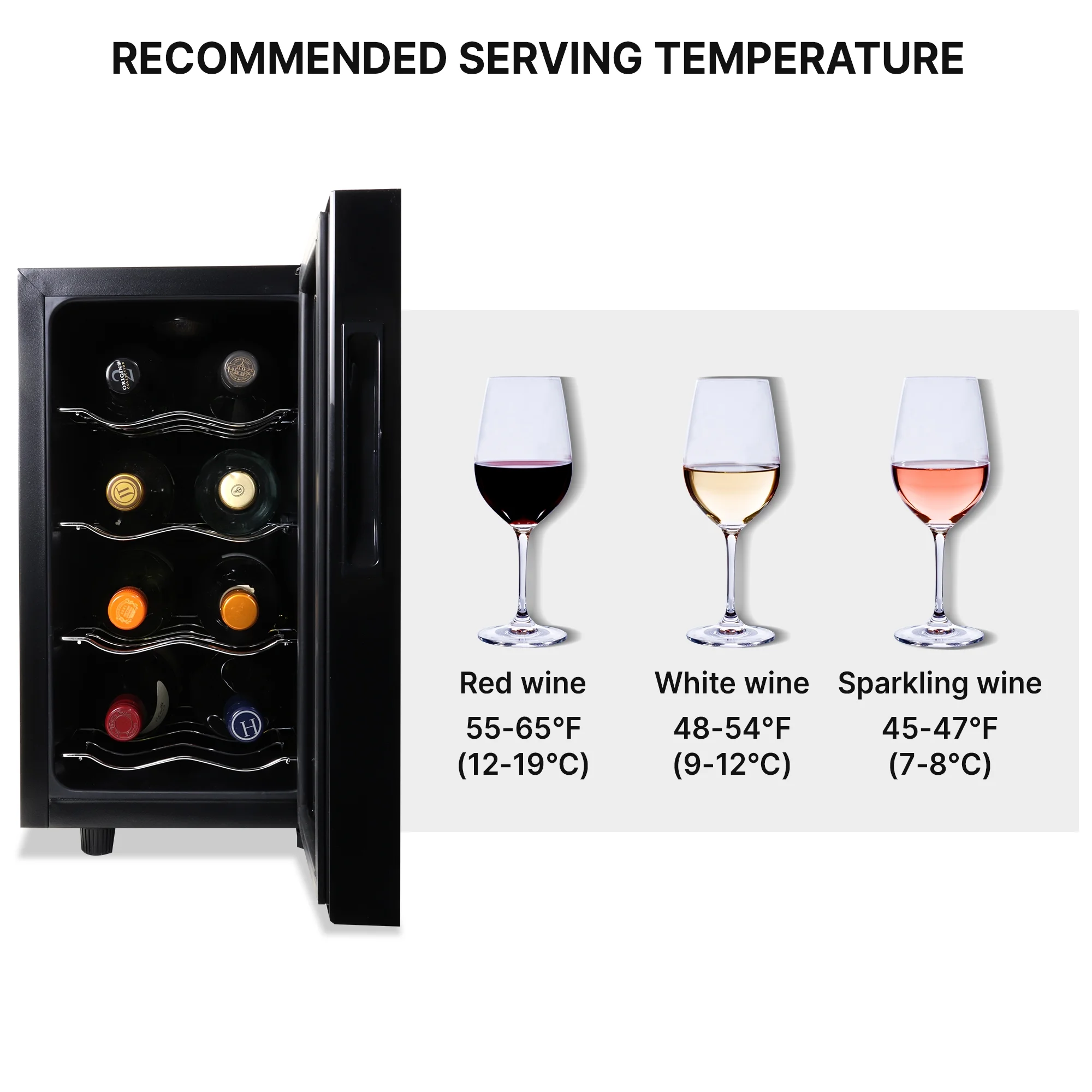 Koolatron 8 Bottle Wine Cooler Thermoelectric Freestanding Wine Fridge