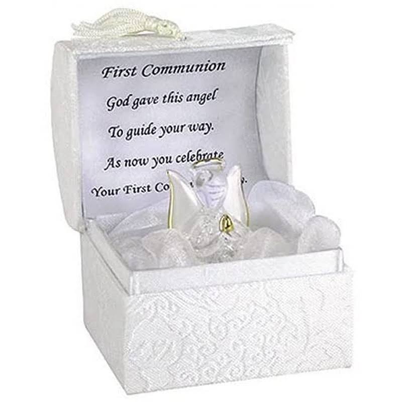 Catholic Gift Shop LTD First Holy Communion Guardian Angel Gift Hand Blown Glass & Gold Gilded