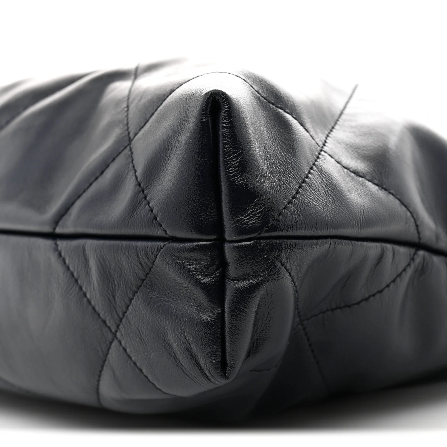 Shiny Calfskin Quilted Small Chanel 22 Navy