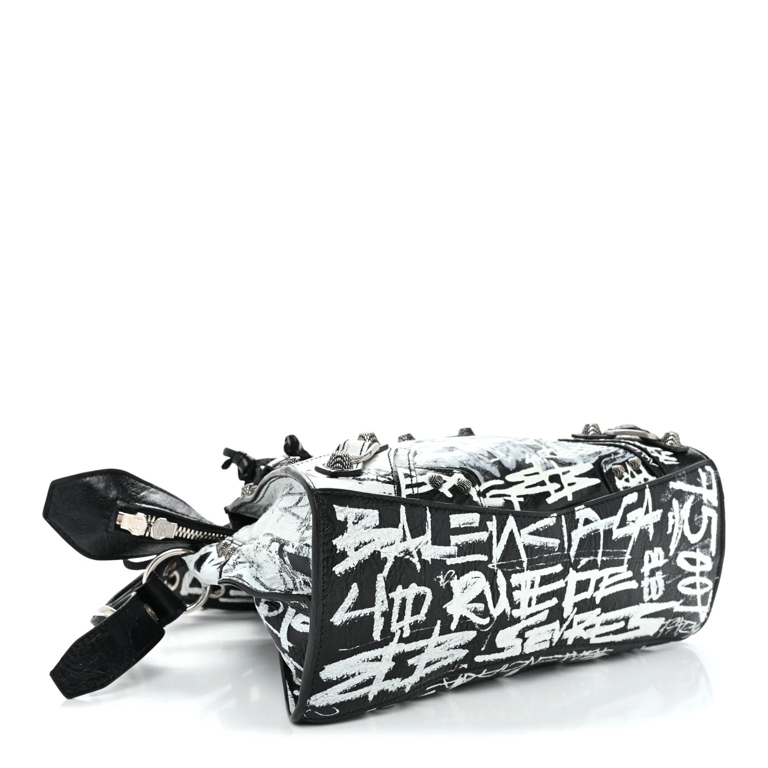 Agneau Arena Graffiti Neo Cagole Handbag XS Black White