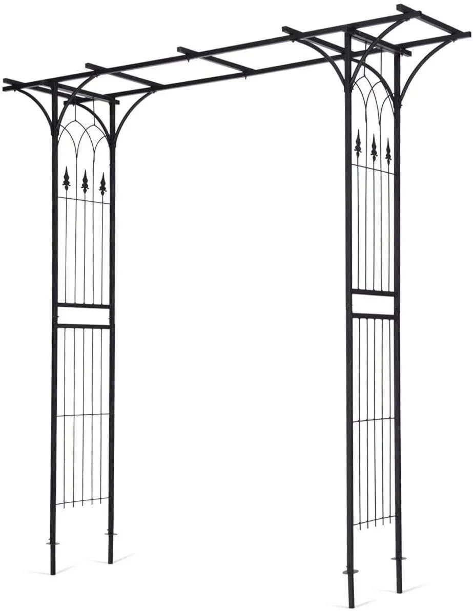 Gymax Outdoor Garden Arch Flowers Climbing Plants Trellis Metal Wedding Archway