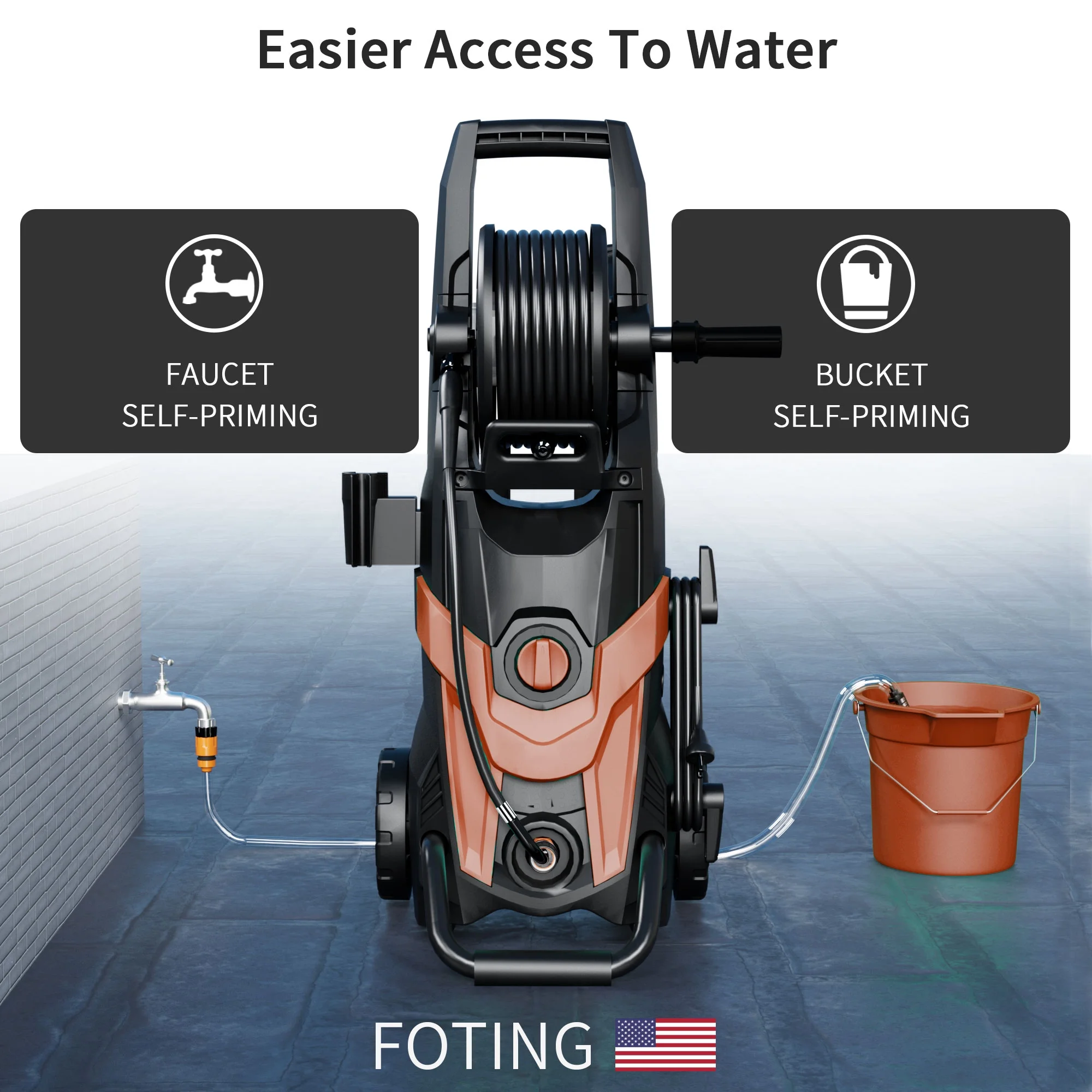 Electric Pressure Washer, 4500 PSI 3.2 GPM Power Washer with 4 Quick Connect Nozzles, High Pressure Cleaning Machine with Foam Cannon for Cars/Fences/Driveways/Patios/Home Cleaning(T3/Red) - Image 8