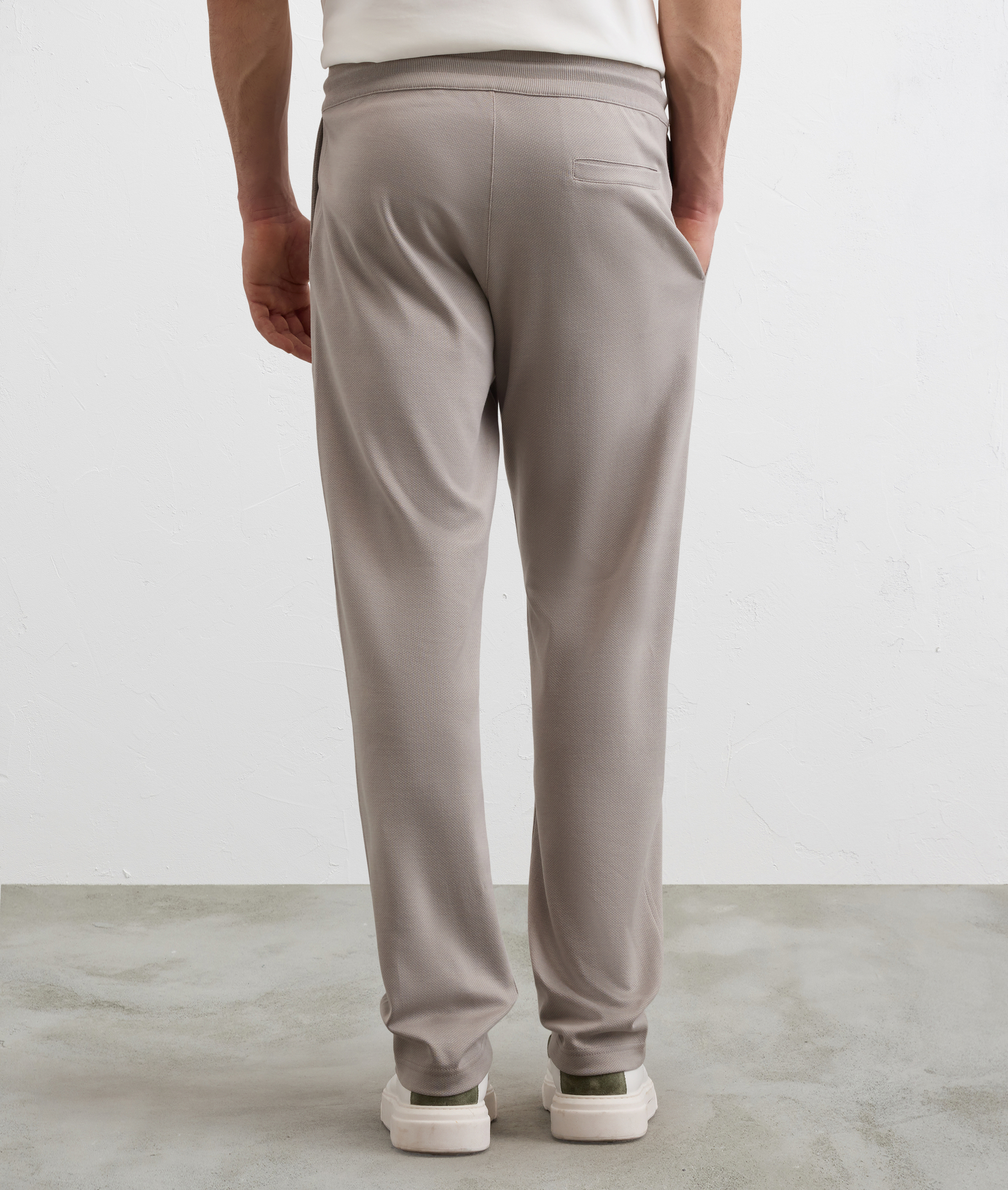 LIGHT GREY TWO TONE MICRO JACQUARD COTTON SWEATPANTS