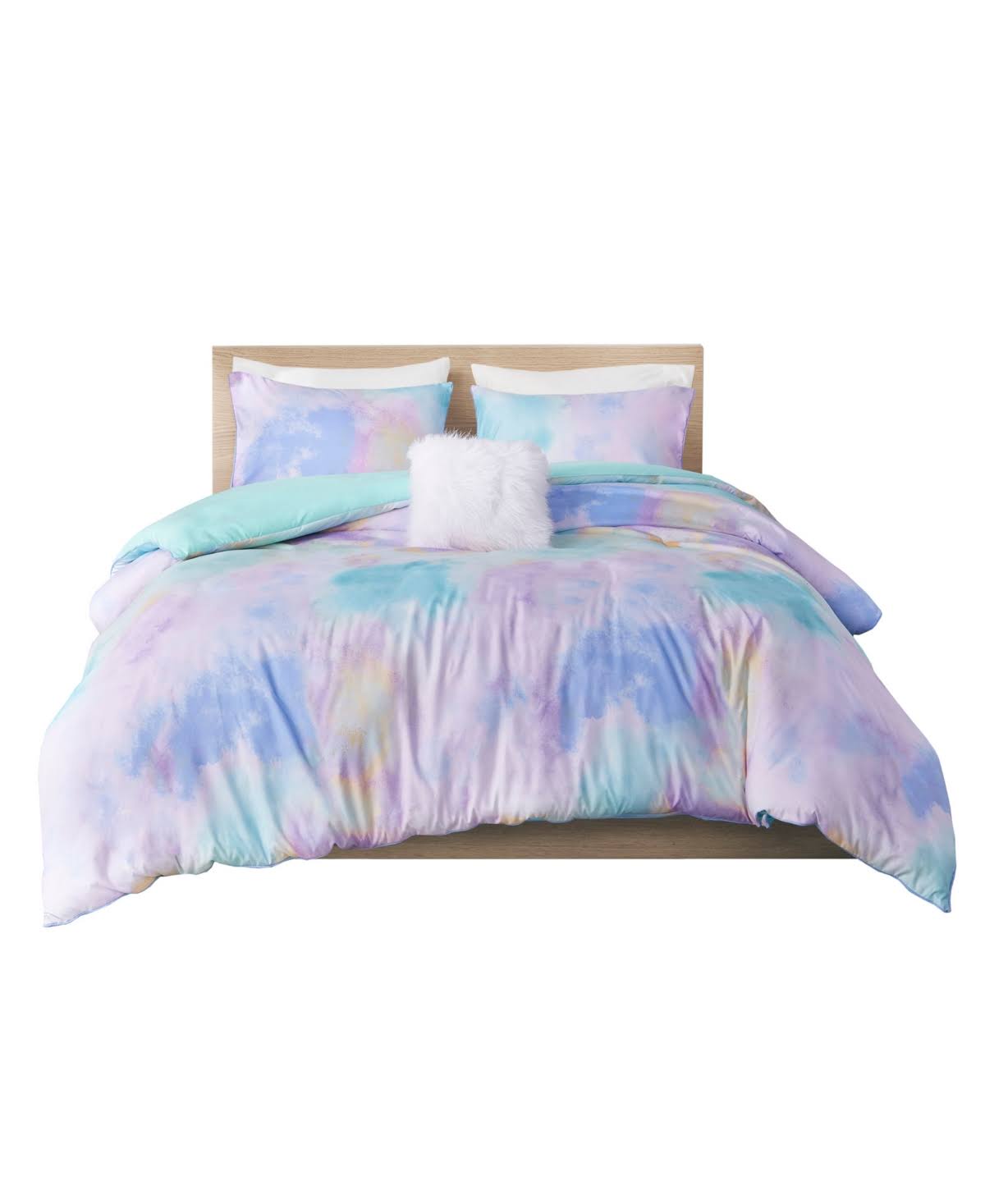 Intelligent Design Cassiopeia Twin/Twin XL Aqua Watercolor Tie Dye Printed Duvet Cover Set