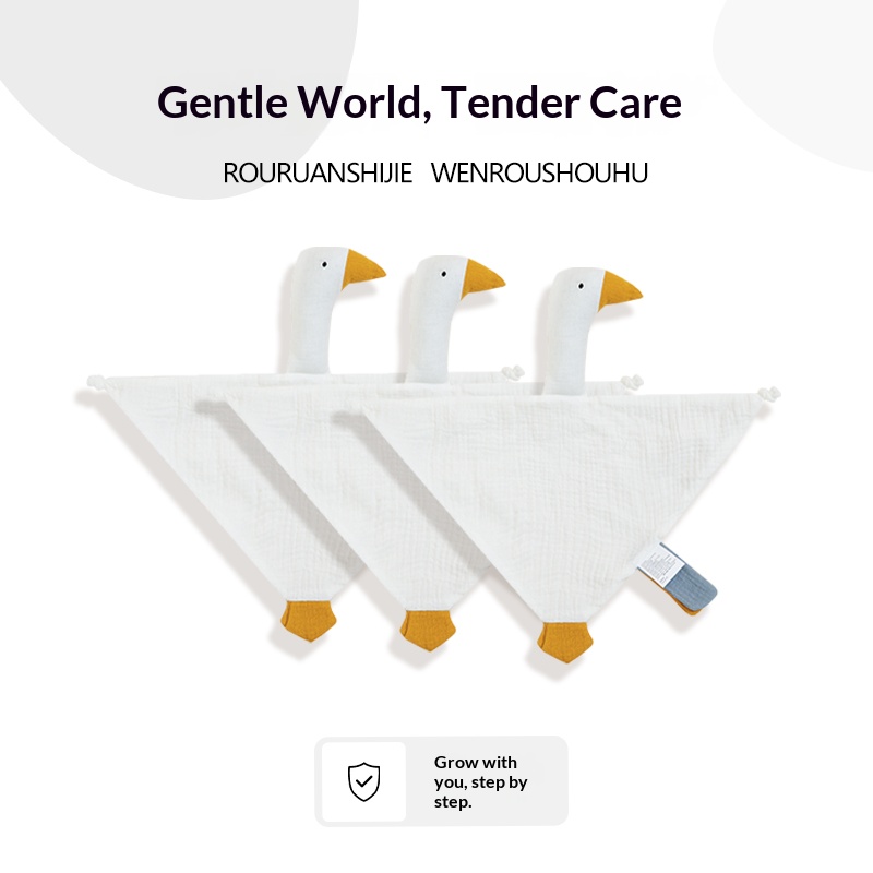 Nordic White Baby Swan Comfort Blanket Safe Dual-Layer Cotton Gauze Teething Chew Grasping Training Comfort Towel Home Newborn