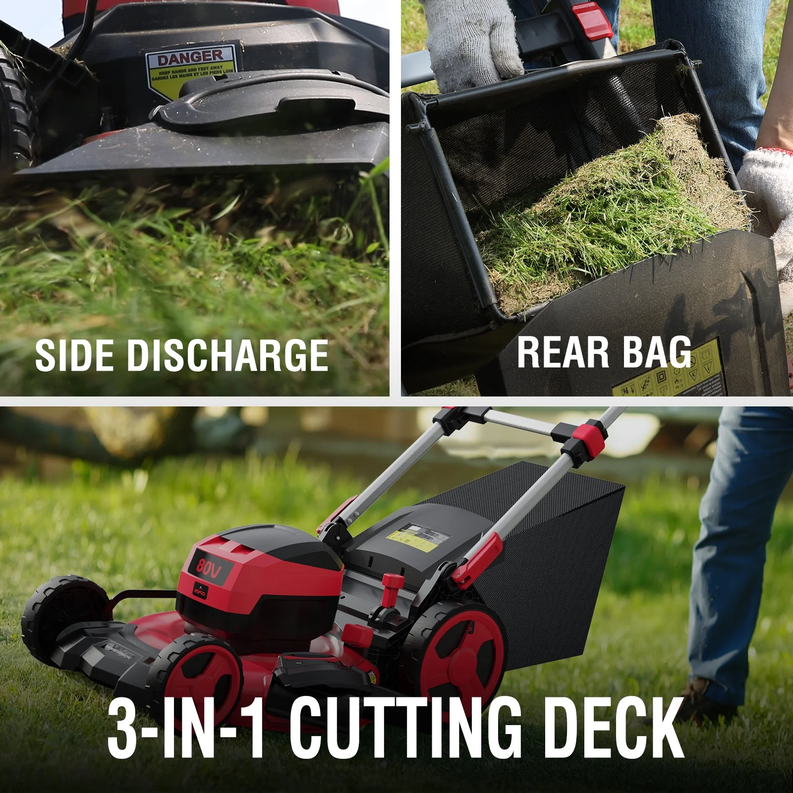 80V 22-inch Self-Propelled Cordless Lawn Mower with 6.0Ah Battery and Charger - Image 6