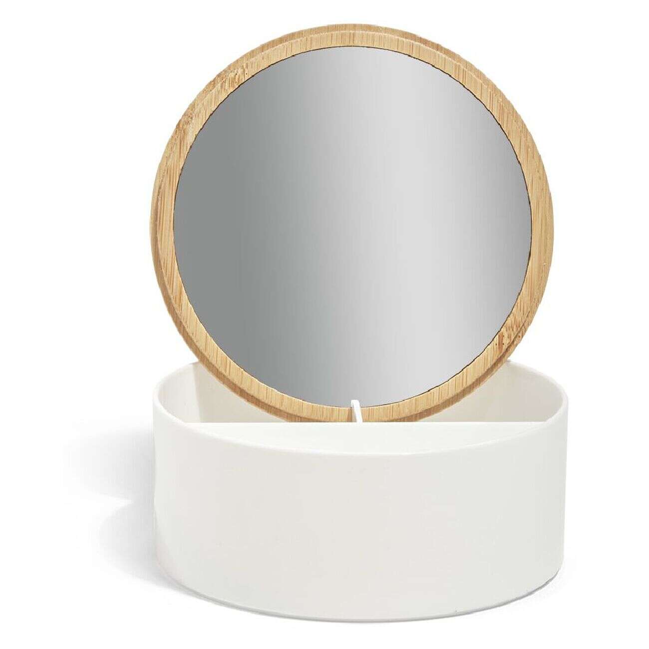 Boîte à bijoux ronde avec miroir Ø14xH6,5cm
