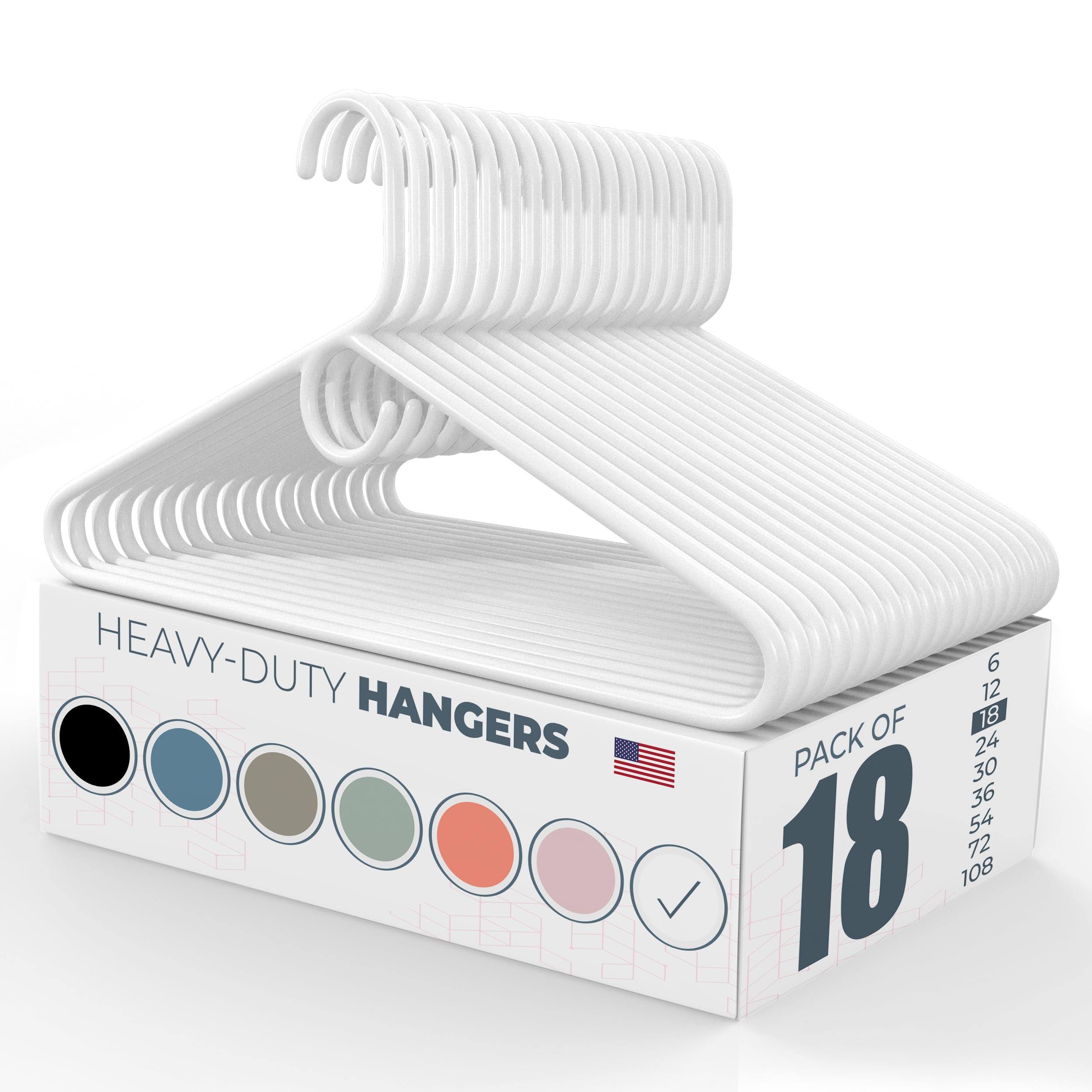Neaties USA-Made Heavy-Duty Plastic Hangers White (12, 18, 24, 30, 36, 72 Packs) Thick Strong Plastic Clothes Hangers Heavy Duty Hook S