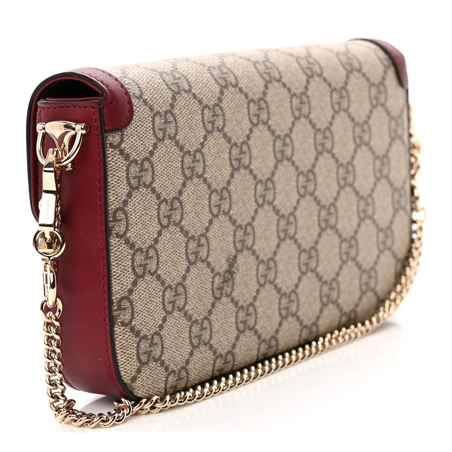 GG Supreme Monogram Azalea Calfskin Horsebit 1955 Mini Bag Beige Ebony Rosso Ancora