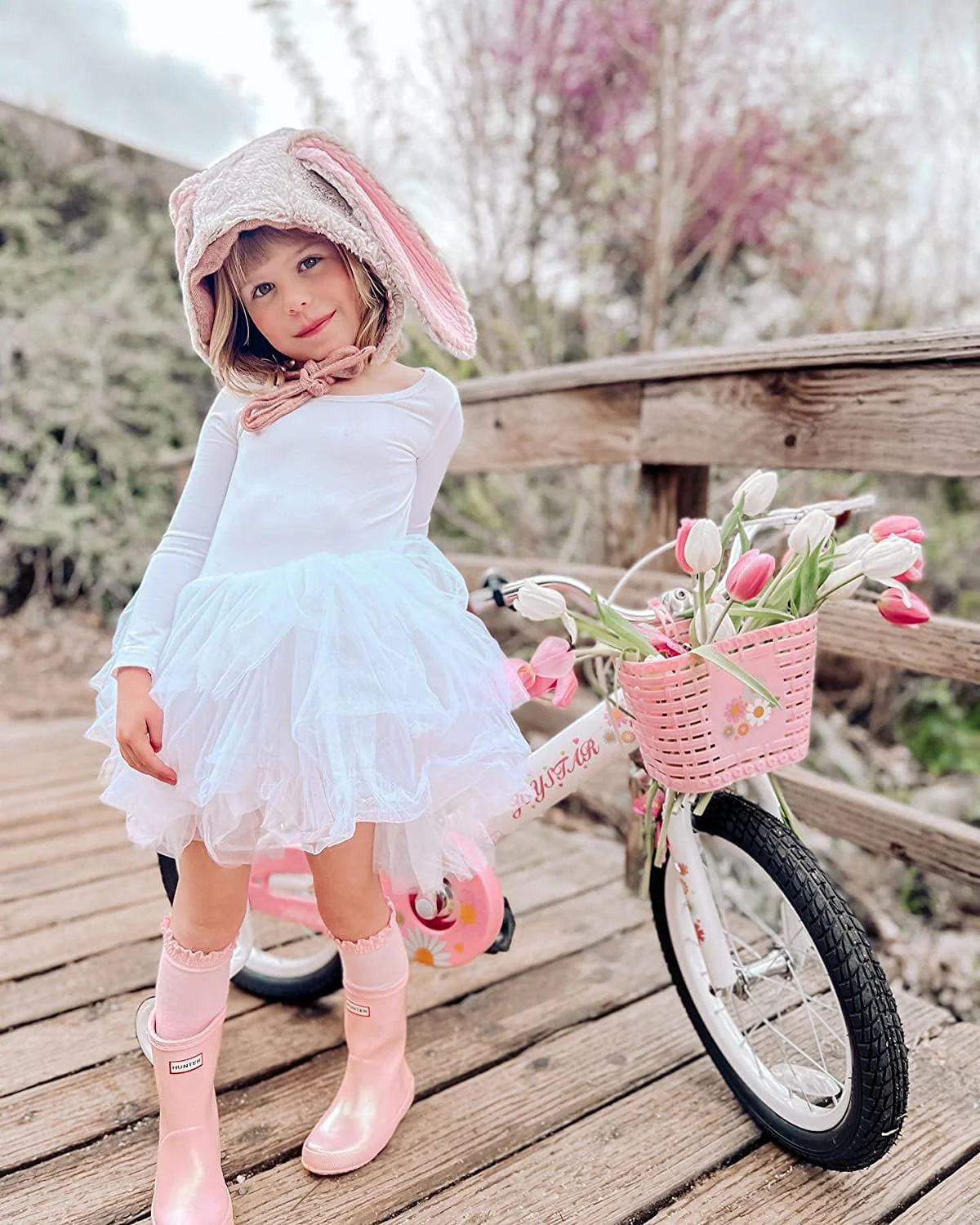 JOYSTAR Little Daisy 12 Inch Kids Bike for 2 3 4 Years Girls with Training Wheels Princess Kids Bicycle with Basket Bike Streamers Toddler Cycle Bikes White Image 10